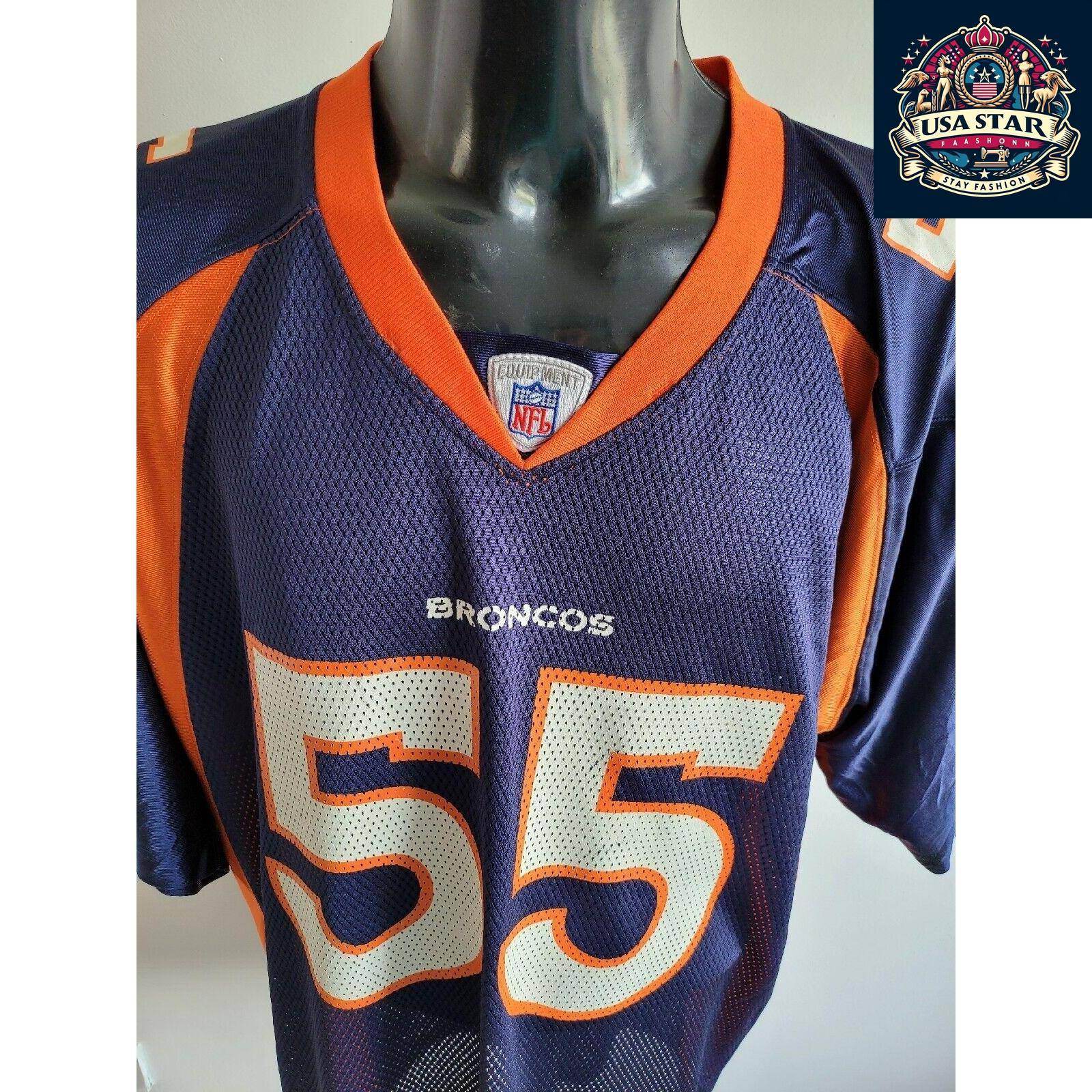 DJ Williams 55 Denver Broncos Jersey - Authentic NFL Reebok Onfield Navy Size L - USASTARFASHION