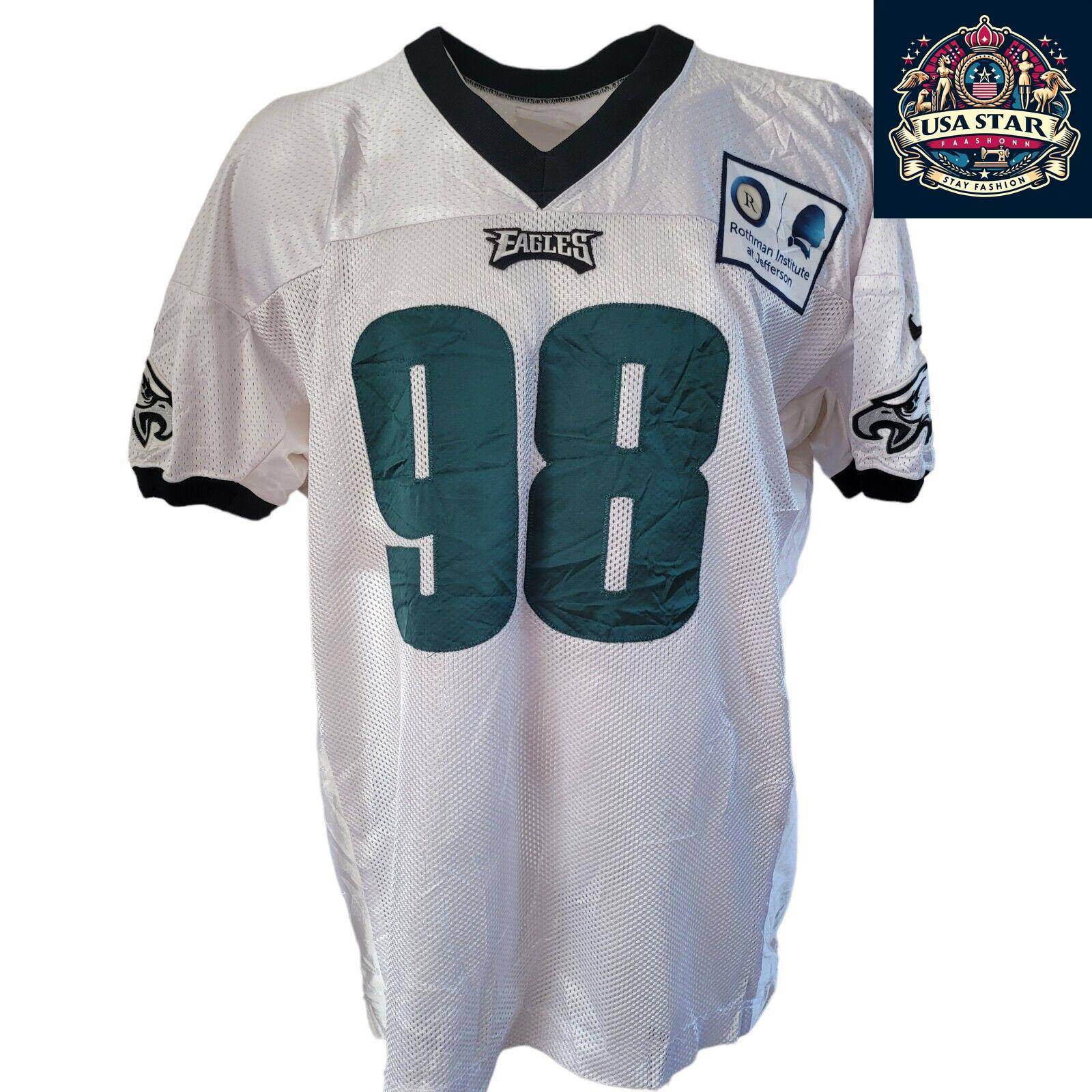 Elijah Qualls Jersey 98 Philadelphia Eagles Game - Issued White XXL - Authentic Memorabilia - USASTARFASHION