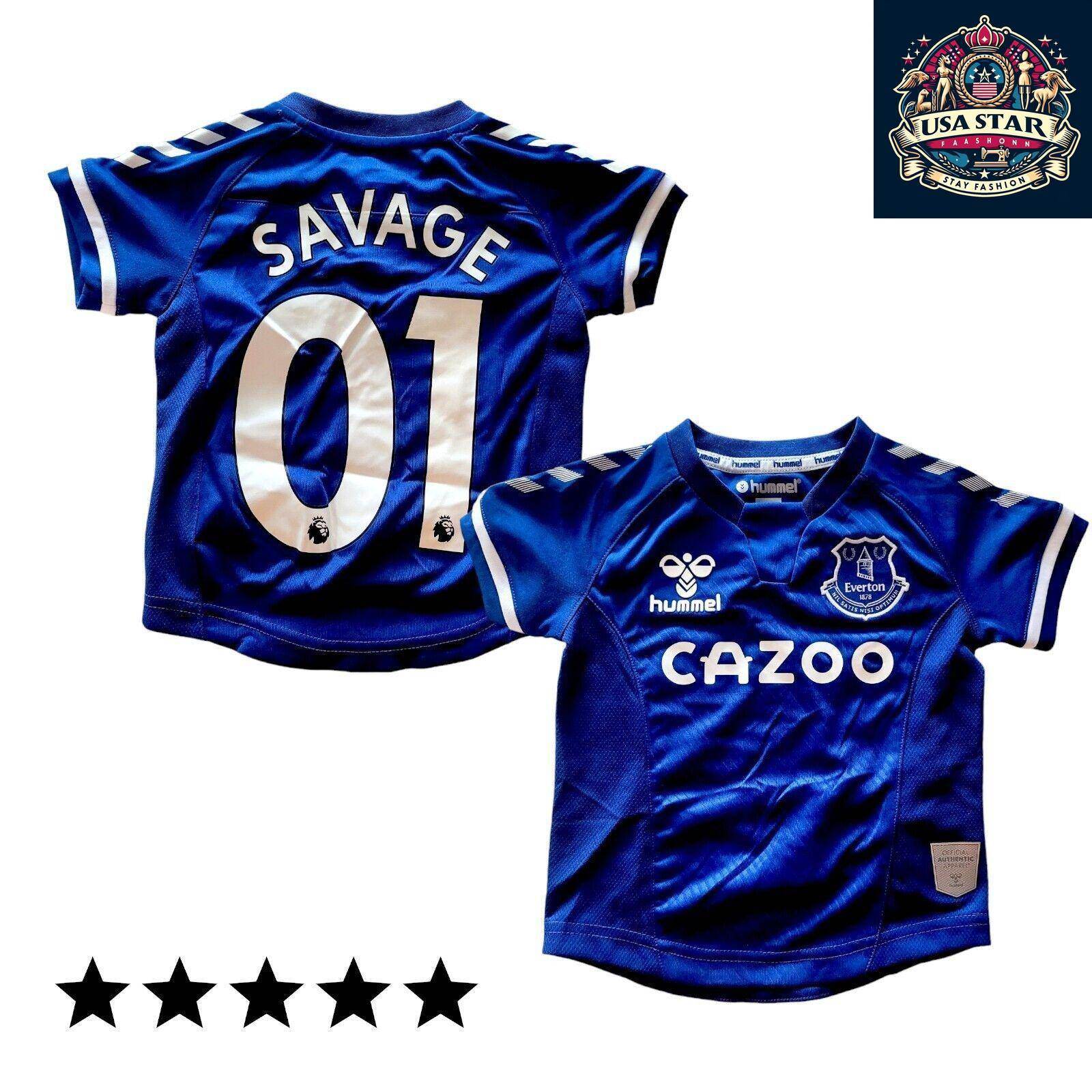 Everton Toddler Jersey Hummel Savage 01, Official Licensed Infant Football Apparel, 6 - 12 Months - USASTARFASHION
