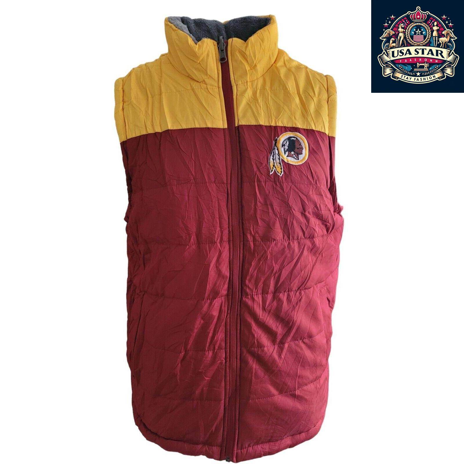 G - III Sports Men's Redskins Vest - Reversible Outerwear Size L for Stylish Game Day Look - USASTARFASHION