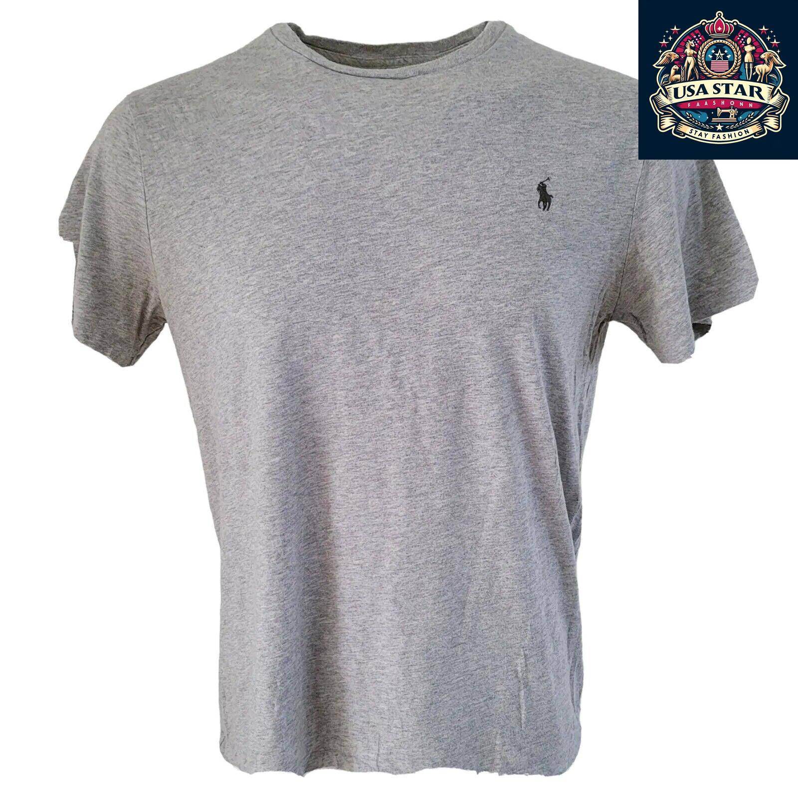 Grey Polo Ralph Lauren Shirt, Custom Slim Fit, Size L, High - Quality Cotton, Elegant Style - USASTARFASHION