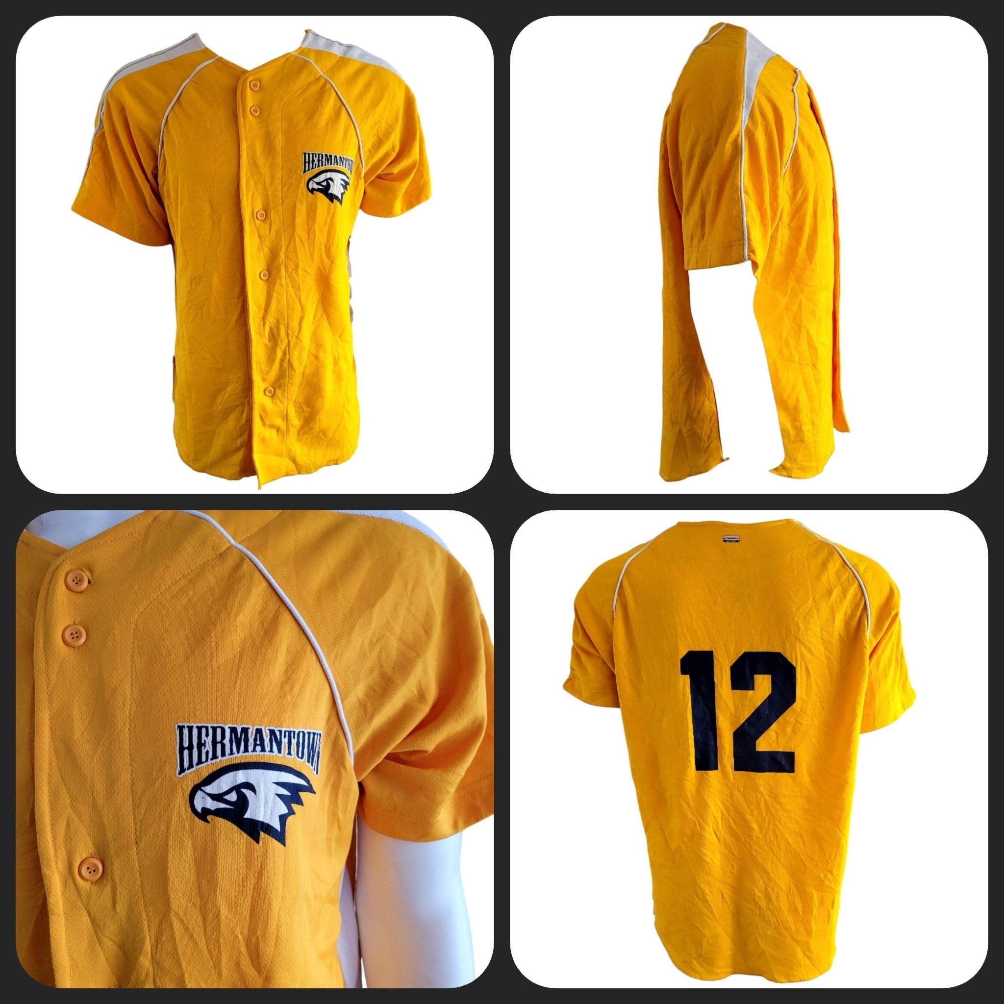 Hermantown Eagles Jersey Adult Large 12 Yellow Champro Dri - Gear for Fans and Collectors - USASTARFASHION