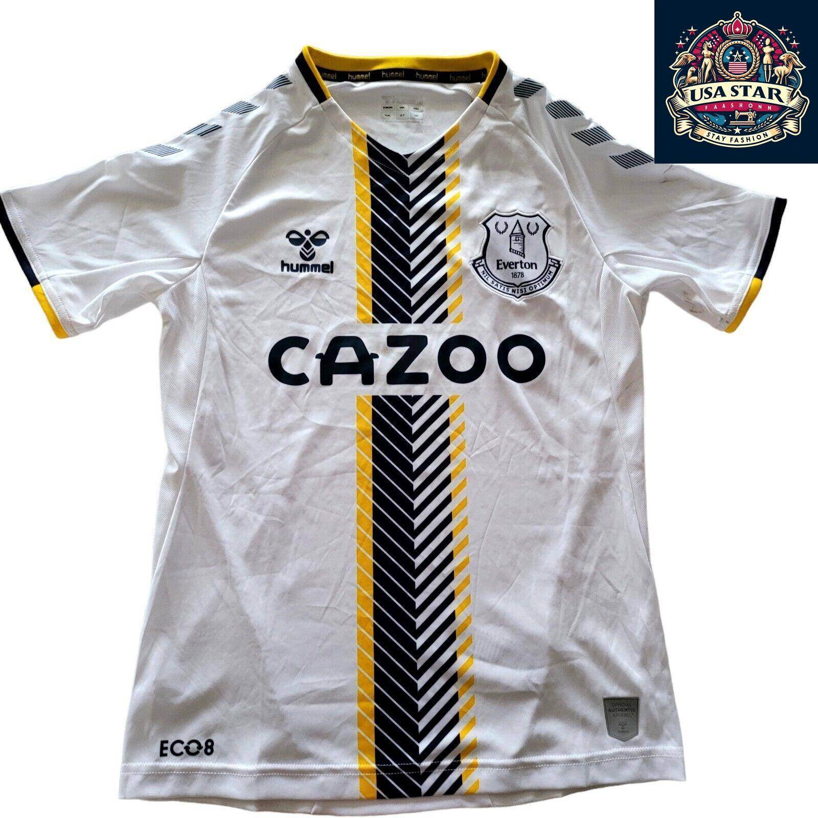 Hummel Everton Third SS Jersey Youth XXL White with Black & Yellow Accents, Moisture - Wicking - USASTARFASHION