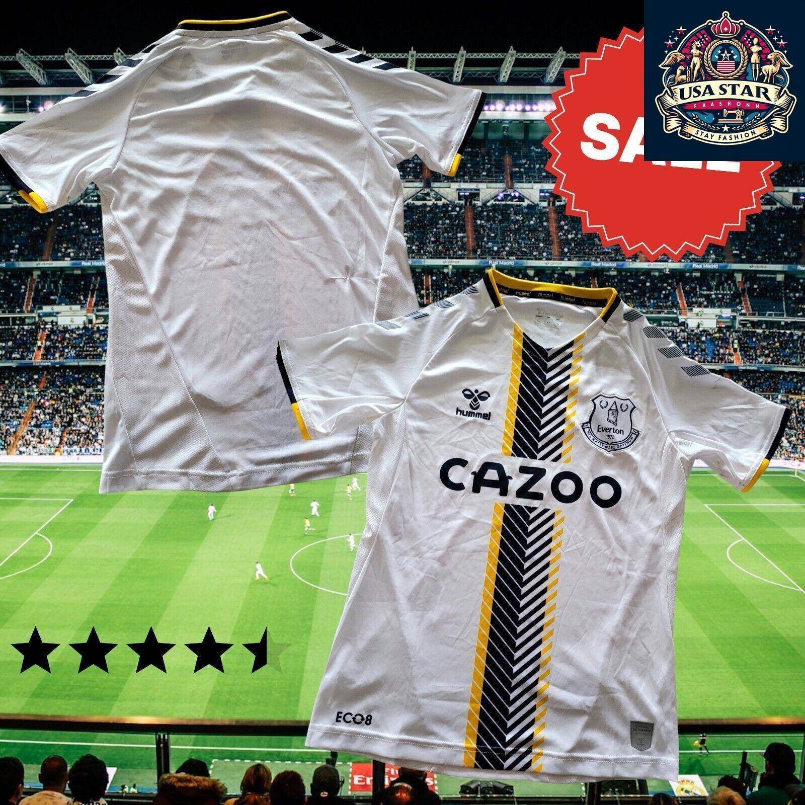 Hummel Everton Third SS Jersey Youth XXL White with Black & Yellow Accents, Moisture - Wicking - USASTARFASHION