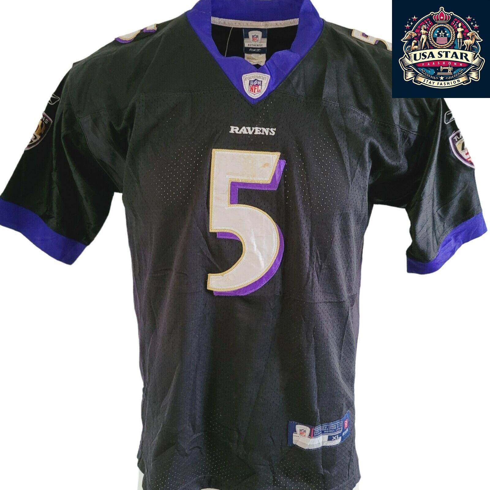 Joe Flacco 5 Ravens Jersey - Black Reebok NFL Medium - Durable, Stylish Fan Gear for Game Day - USASTARFASHION