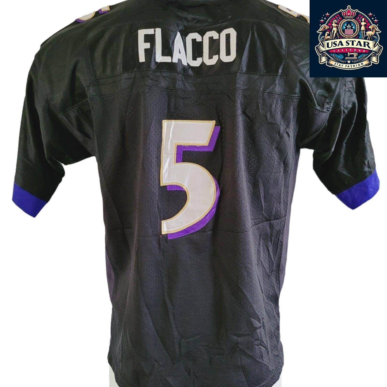 Joe Flacco 5 Ravens Jersey - Black Reebok NFL Medium - Durable, Stylish Fan Gear for Game Day - USASTARFASHION