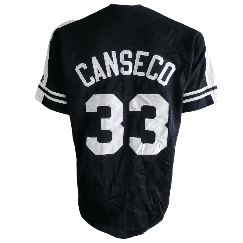 Jose Canseco 33 Starter Jersey - XL Classic Black with Rays Patch, Retro Style, Grade A Condition - USASTARFASHION