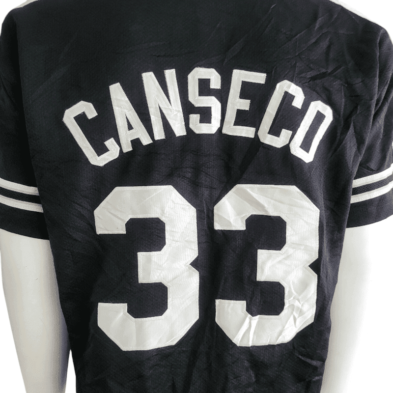 Jose Canseco 33 Starter Jersey - XL Classic Black with Rays Patch, Retro Style, Grade A Condition - USASTARFASHION
