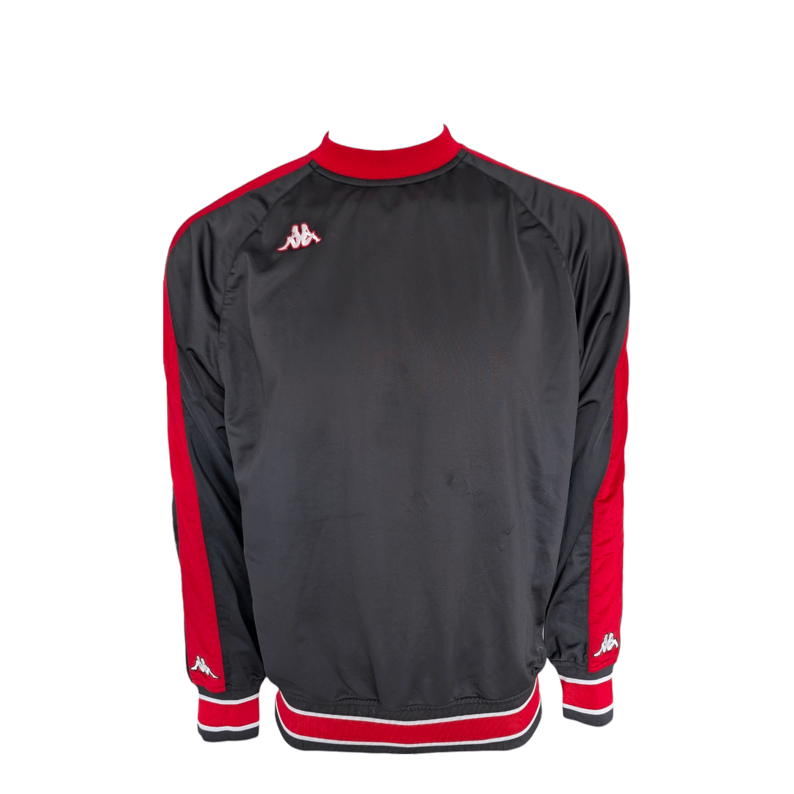 Kappa Youth XL Black Red Pullover Sweatshirt Training Top Logo Crew Neck - USASTARFASHION