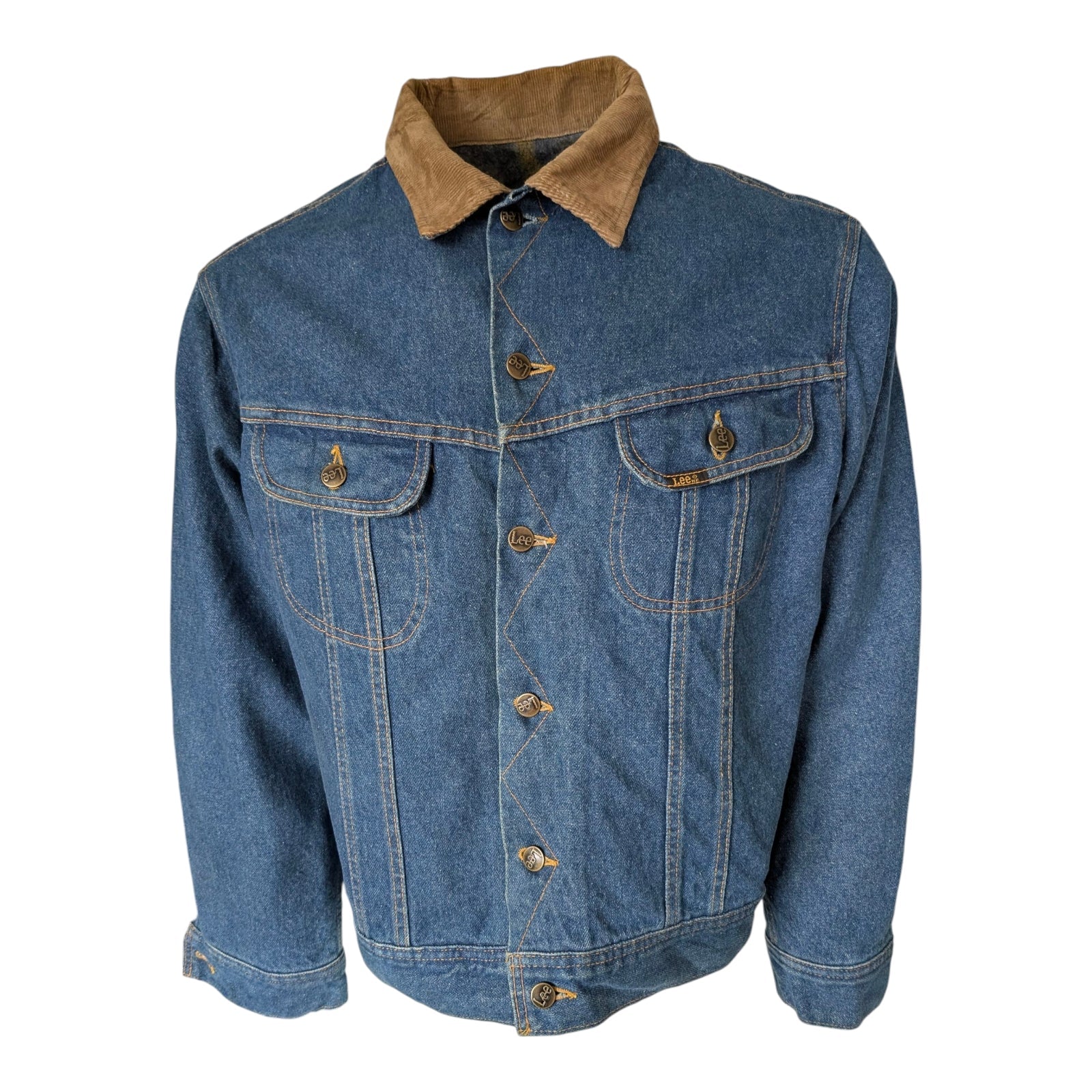 Lee Storm Rider Denim Jacket – Corduroy Collar – Blanket Lining – Medium - USASTARFASHION