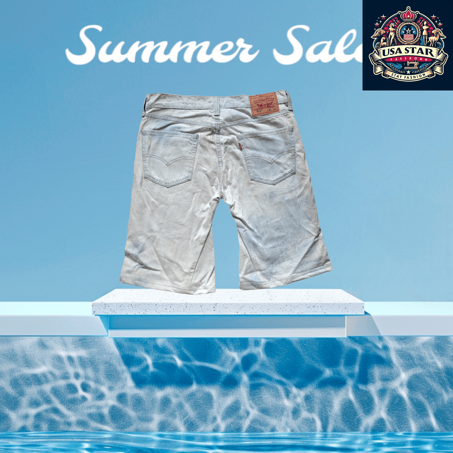 Levi's 511 Denim Jorts W32 Light Wash Slim Fit Grade B Casual Summer Wear for Men - USASTARFASHION