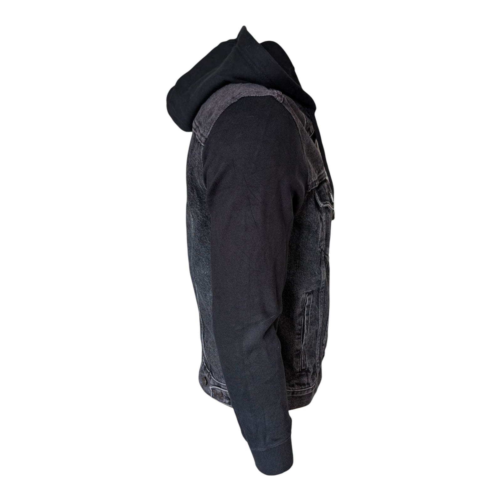 Levi’s Black Denim Hoodie Jacket – Size M – Trucker Style - USASTARFASHION