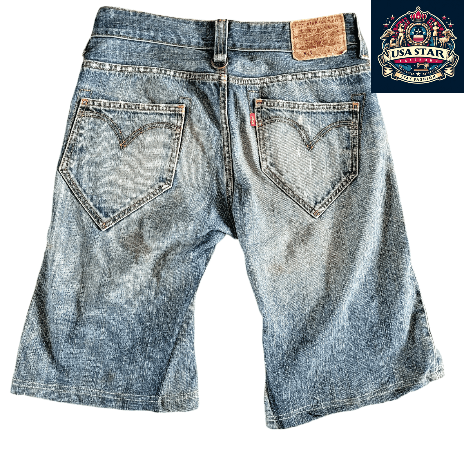 Levi's Denim Jorts 523 Men's W34 Relaxed Fit Knee - Length Summer Style with Pockets - USASTARFASHION