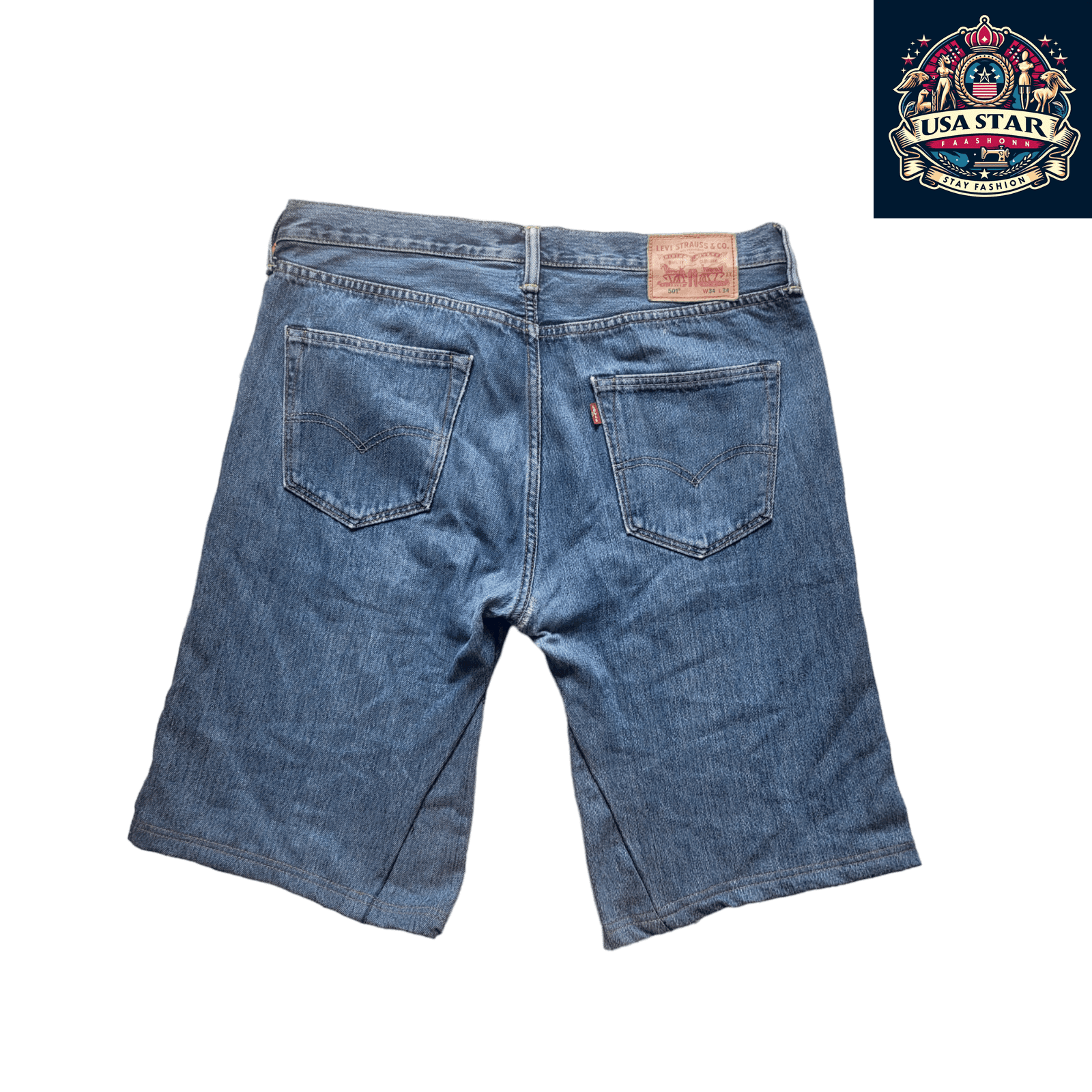 Levi's Denim Jorts W36 - Light Blue, Gently Used, Relaxed Fit, Durable Fabric, Classic Style - USASTARFASHION