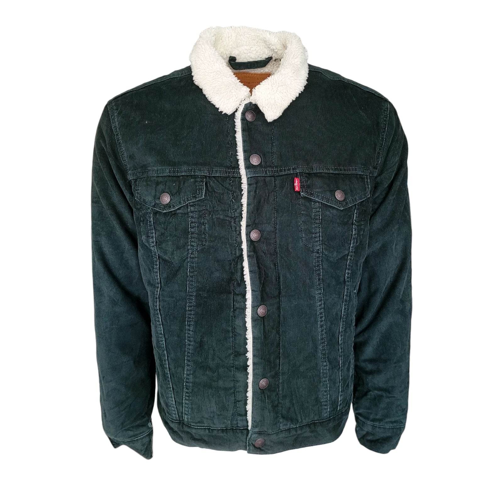 Levi's Green Corduroy Sherpa Trucker Jacket – Size M - USASTARFASHION
