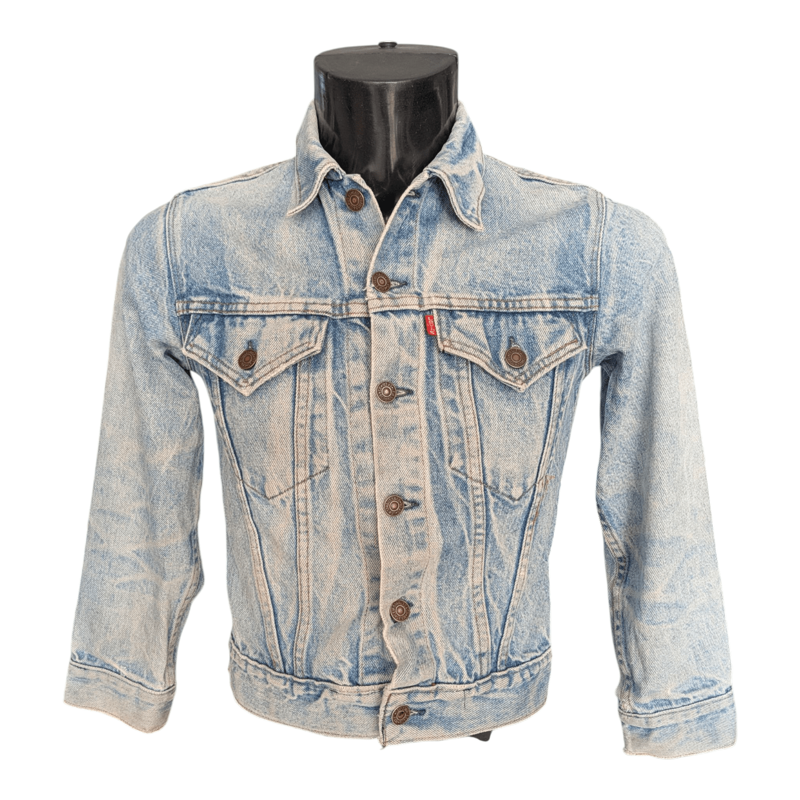 Levi’s Kids / Women’s XS Trucker Denim Jacket Vintage Light Wash Red Tab - USASTARFASHION