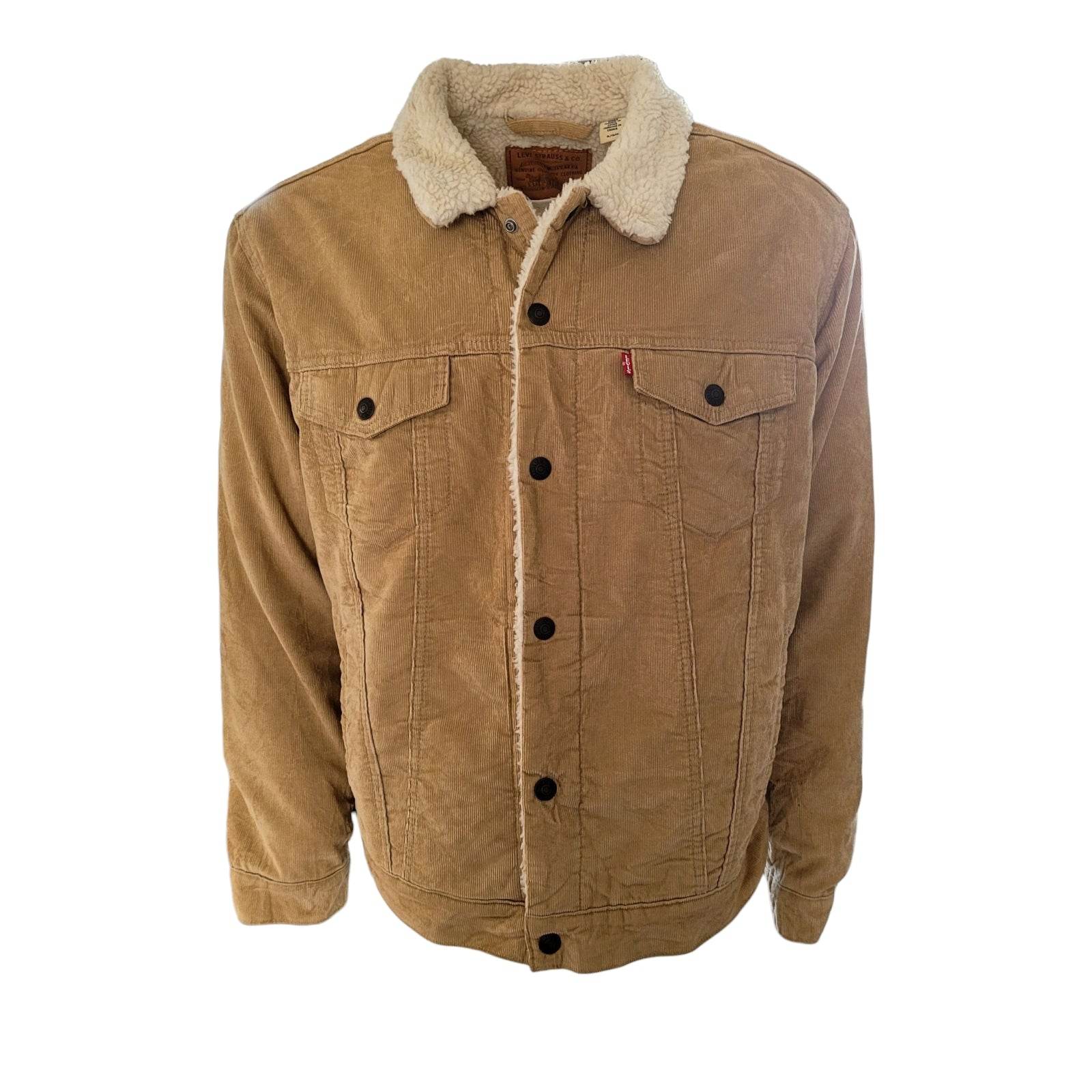 Levi’s Premium 16365 - 0066 Tan Sherpa Corduroy Jacket – XL - USASTARFASHION