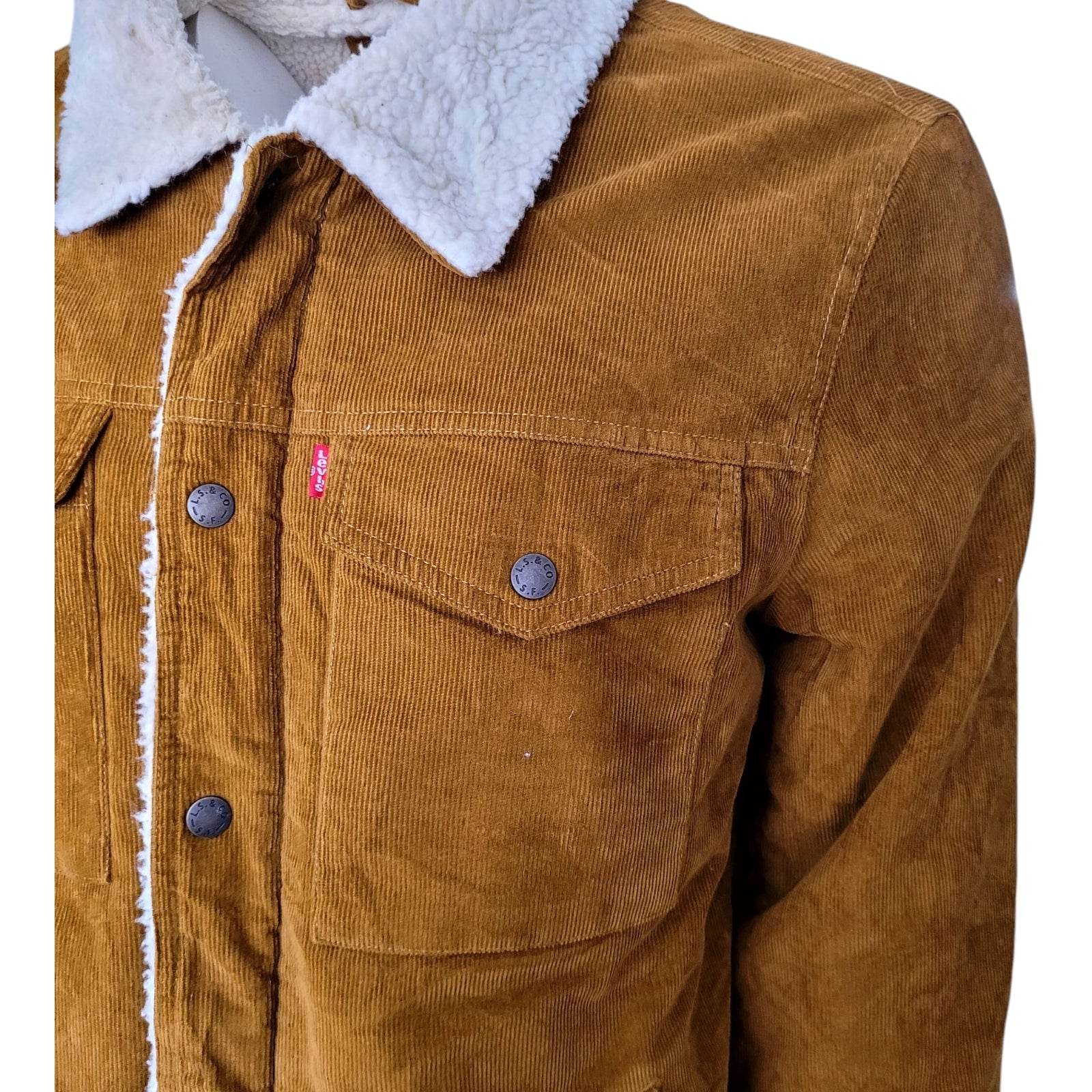Levi’s Sherpa - Lined Corduroy Trucker Jacket – Size M - USASTARFASHION