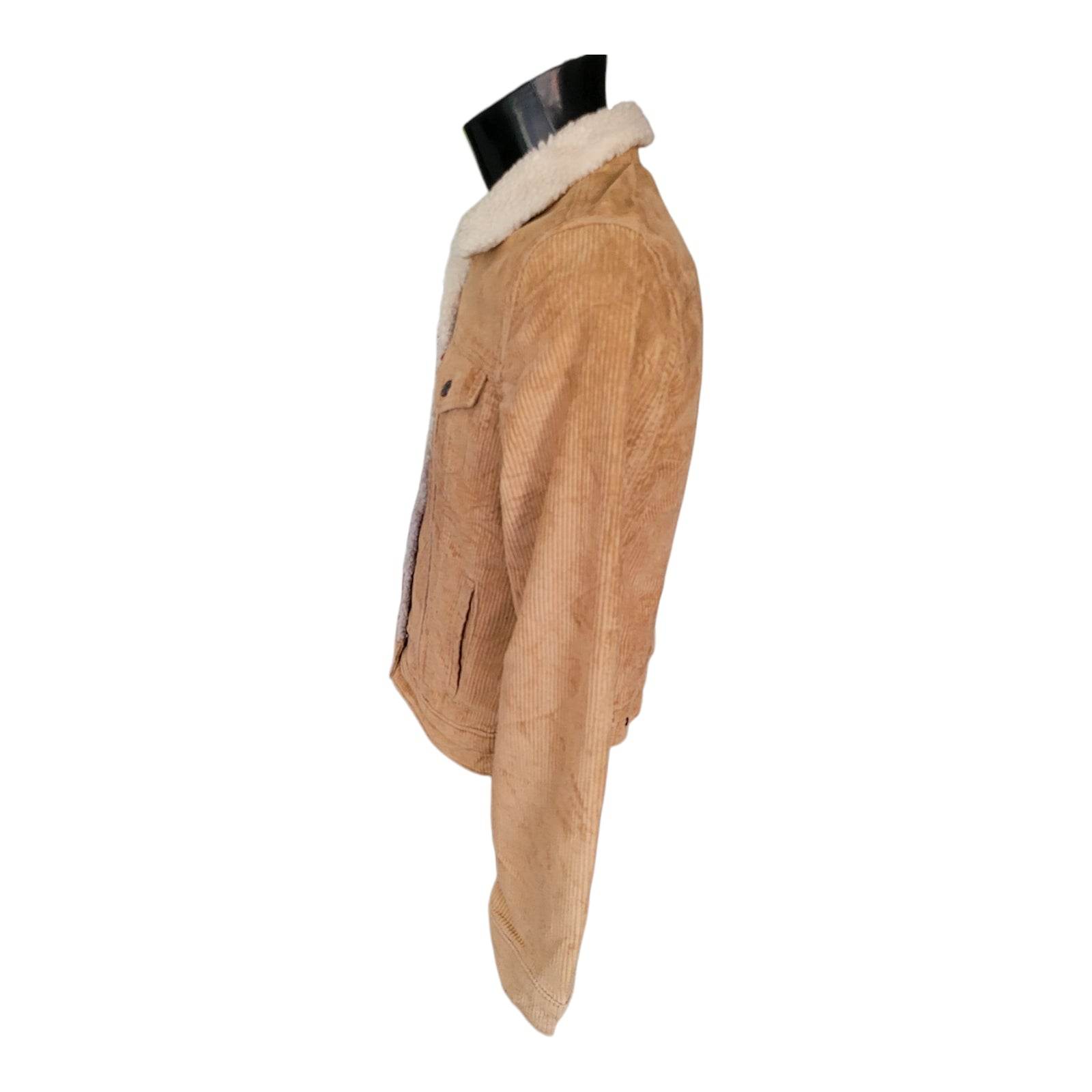 Levi's Tan Corduroy Sherpa Trucker Jacket - Size XS - USASTARFASHION