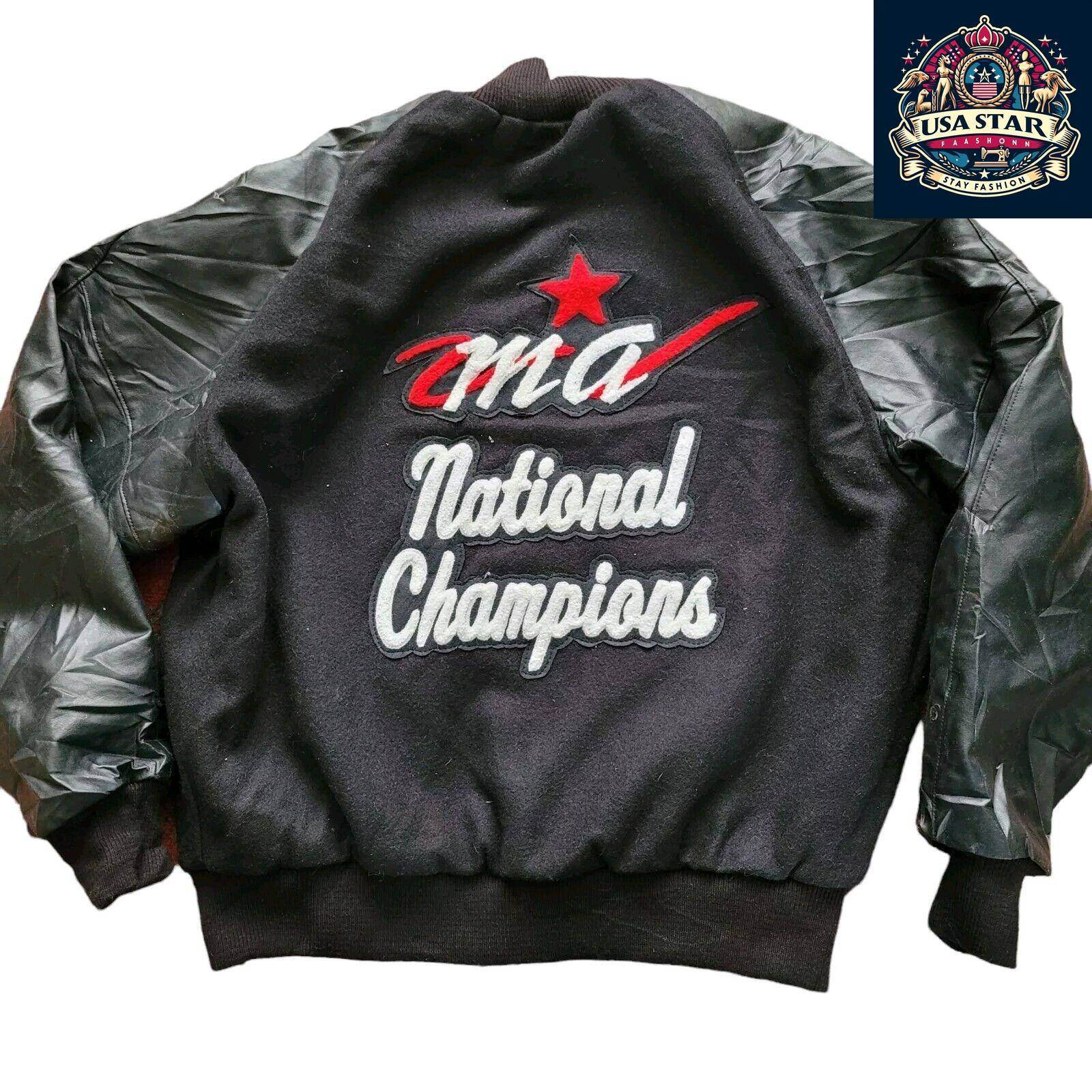 MA National Champions Varsity Wool Jacket Size L - Classic Design, Durable Comfort, Made in USA - USASTARFASHION