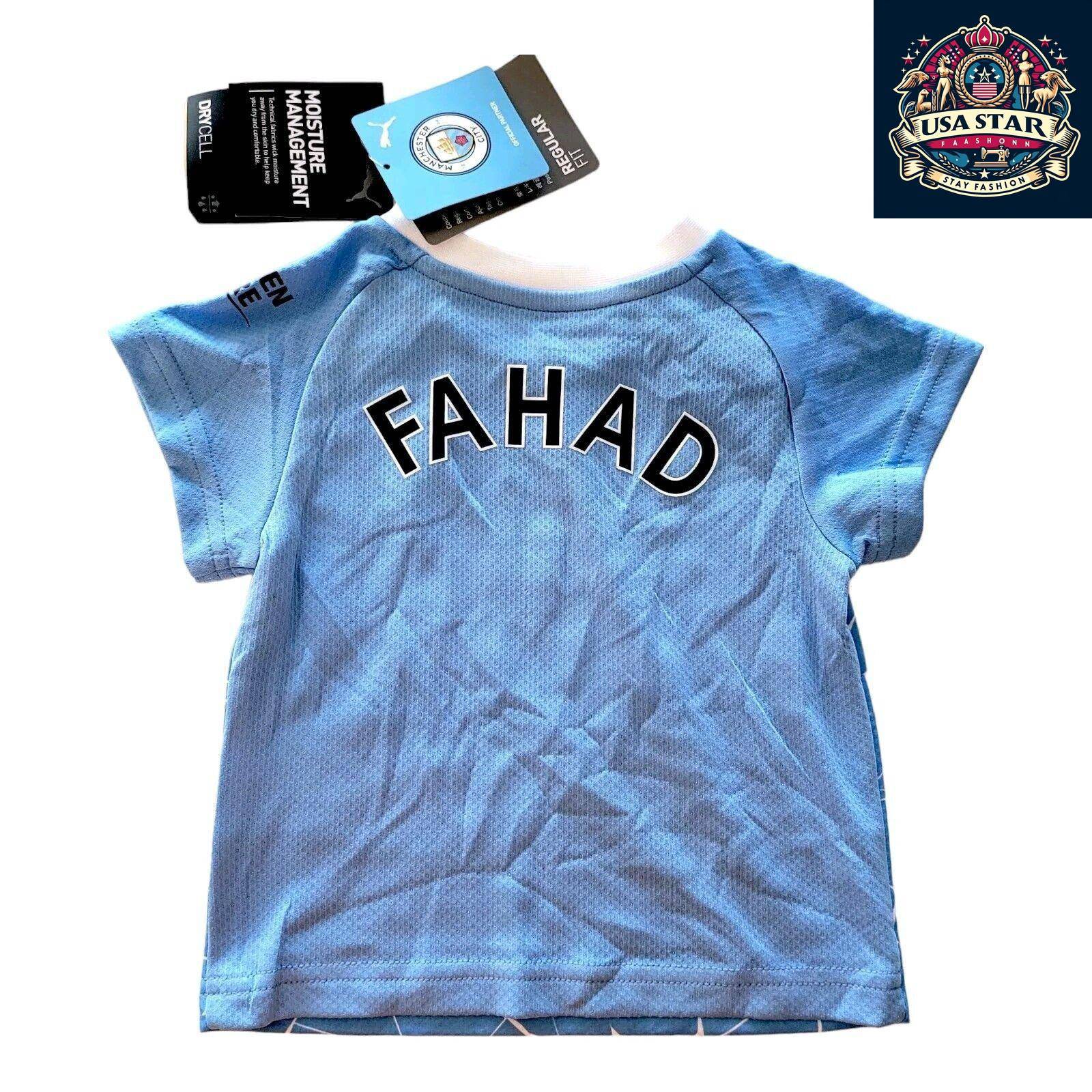 Manchester City FC Infant Home Kit 2020/21 by Puma - Personalized "FAHAD" - Size 6 - 9 Months - USASTARFASHION