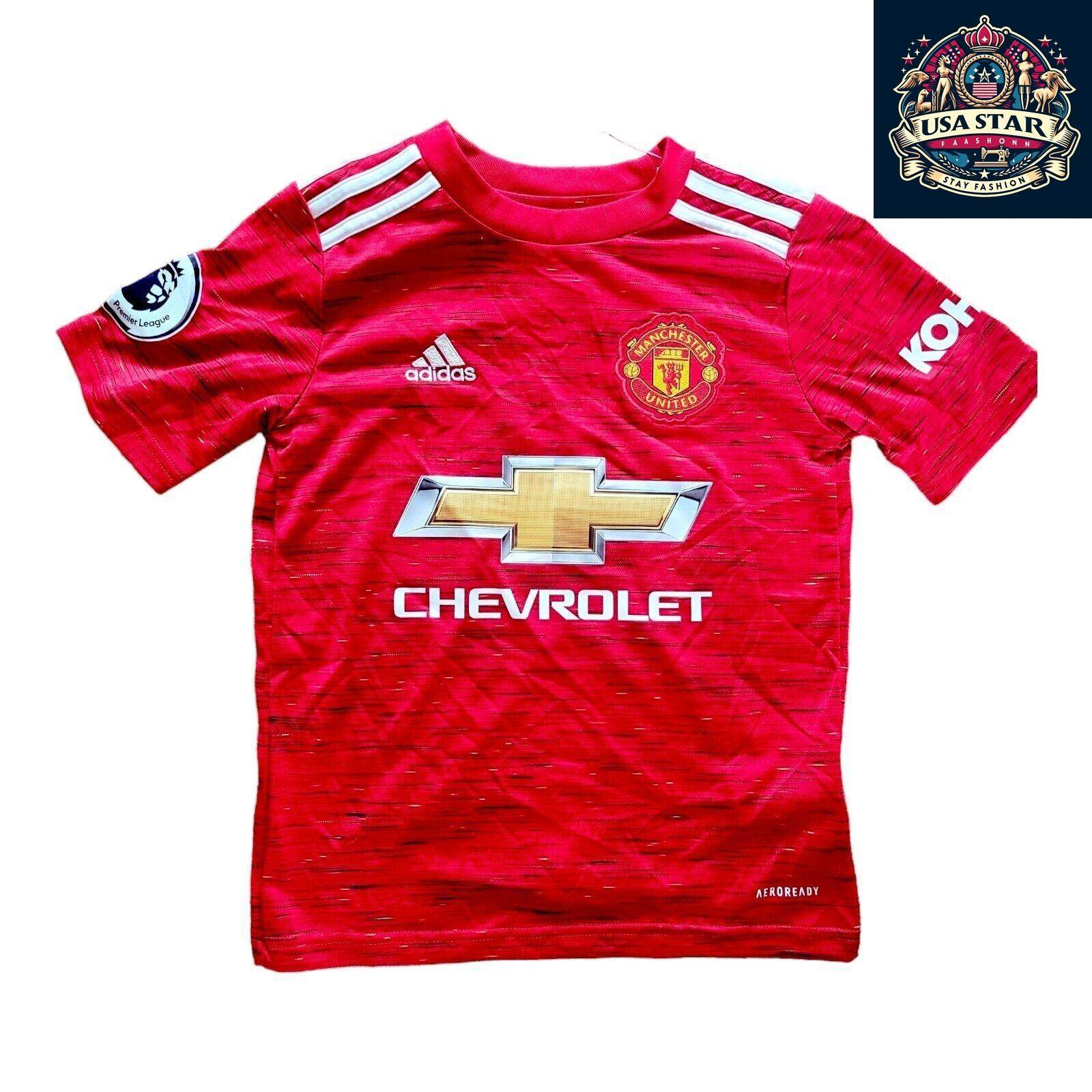 Manchester United Kid's Adidas Home Shirt 7 - 8Y, Lightweight Aeroready Fabric, Official Badge, Red - USASTARFASHION