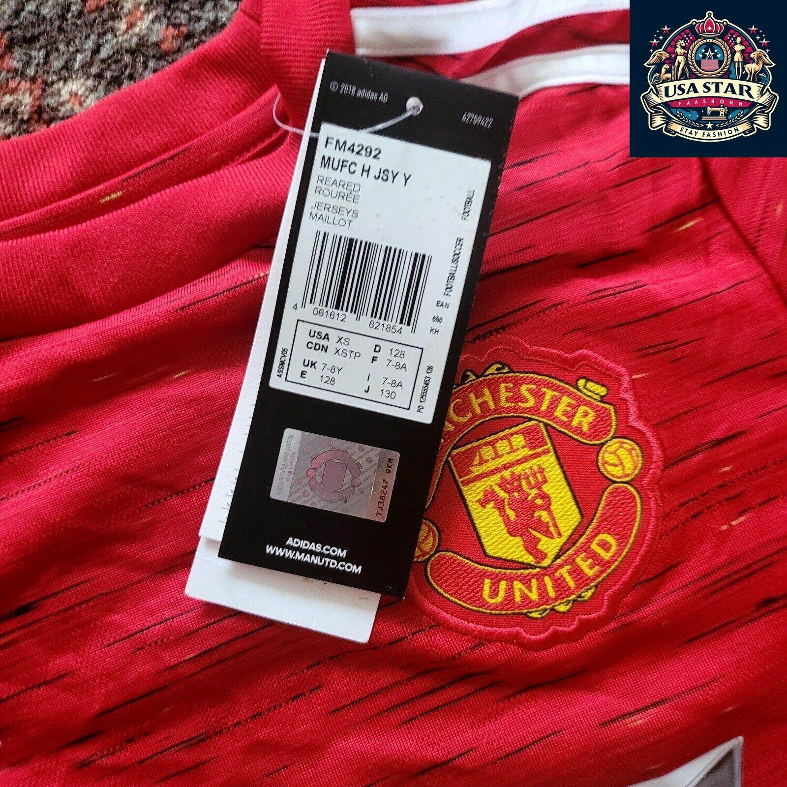 Manchester United Kid's Adidas Home Shirt 7 - 8Y, Lightweight Aeroready Fabric, Official Badge, Red - USASTARFASHION