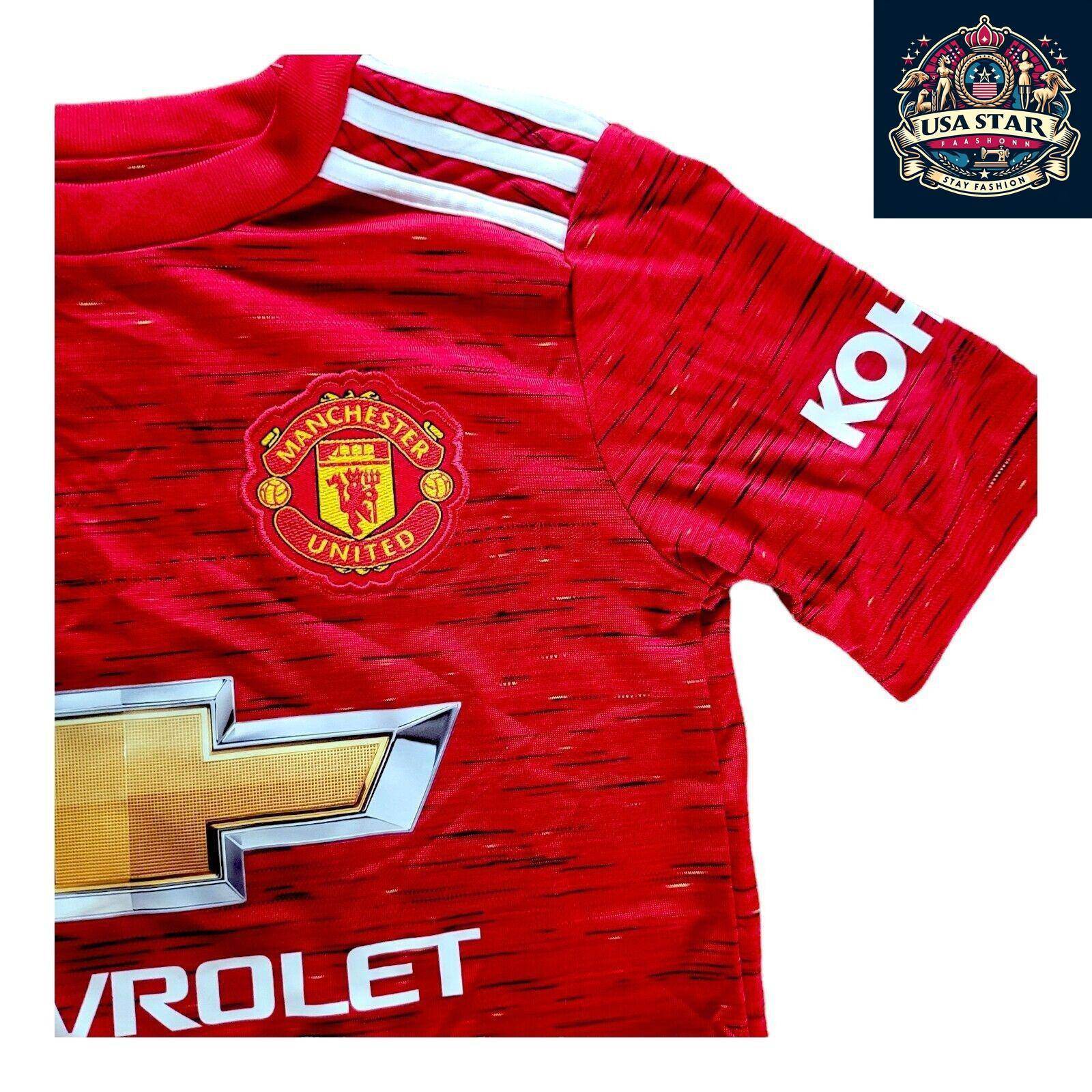 Manchester United Kid's Adidas Home Shirt 7 - 8Y, Lightweight Aeroready Fabric, Official Badge, Red - USASTARFASHION