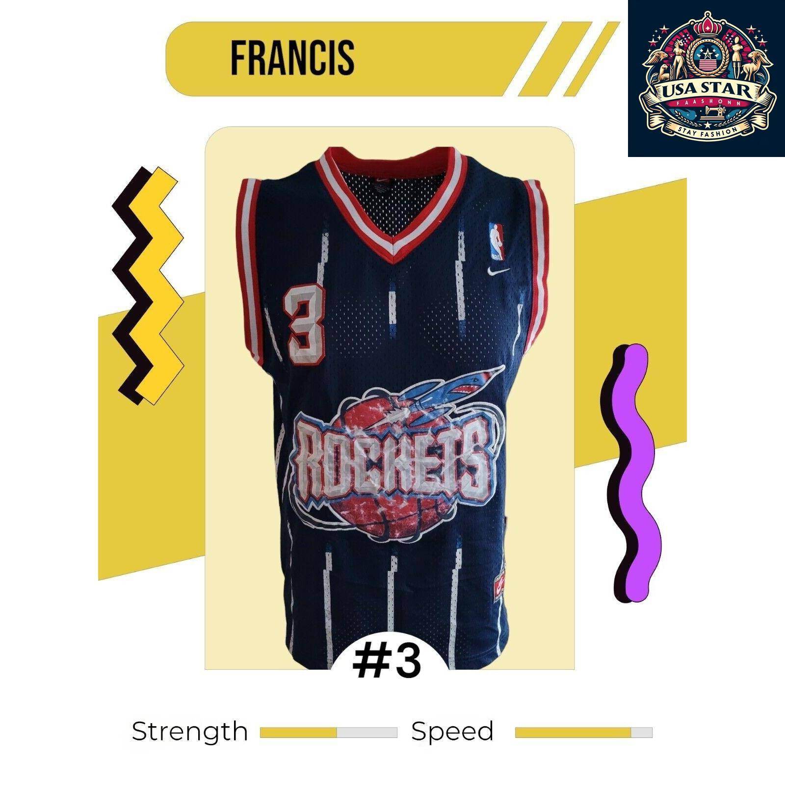 Men's Houston Rockets Jersey NBA Nike 3 Steve Francis Authentic in Red & White - Size S - USASTARFASHION