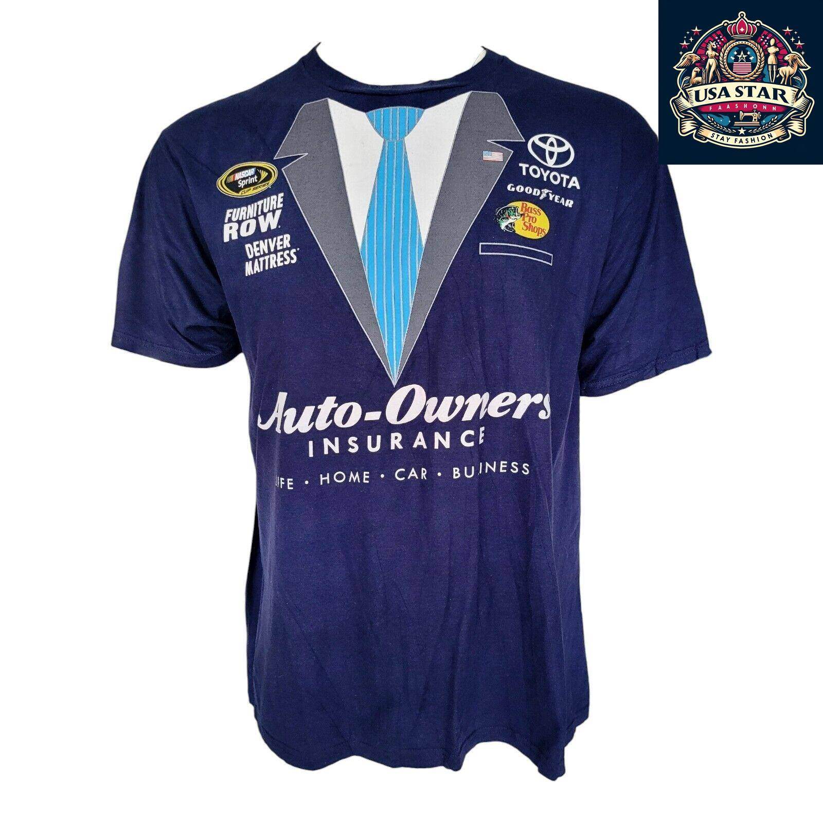 NASCAR T-Shirt for Men by Fanatics, 100% Cotton, Classic Crew Neck, XL, Auto - Owners Insurance Design - USASTARFASHION