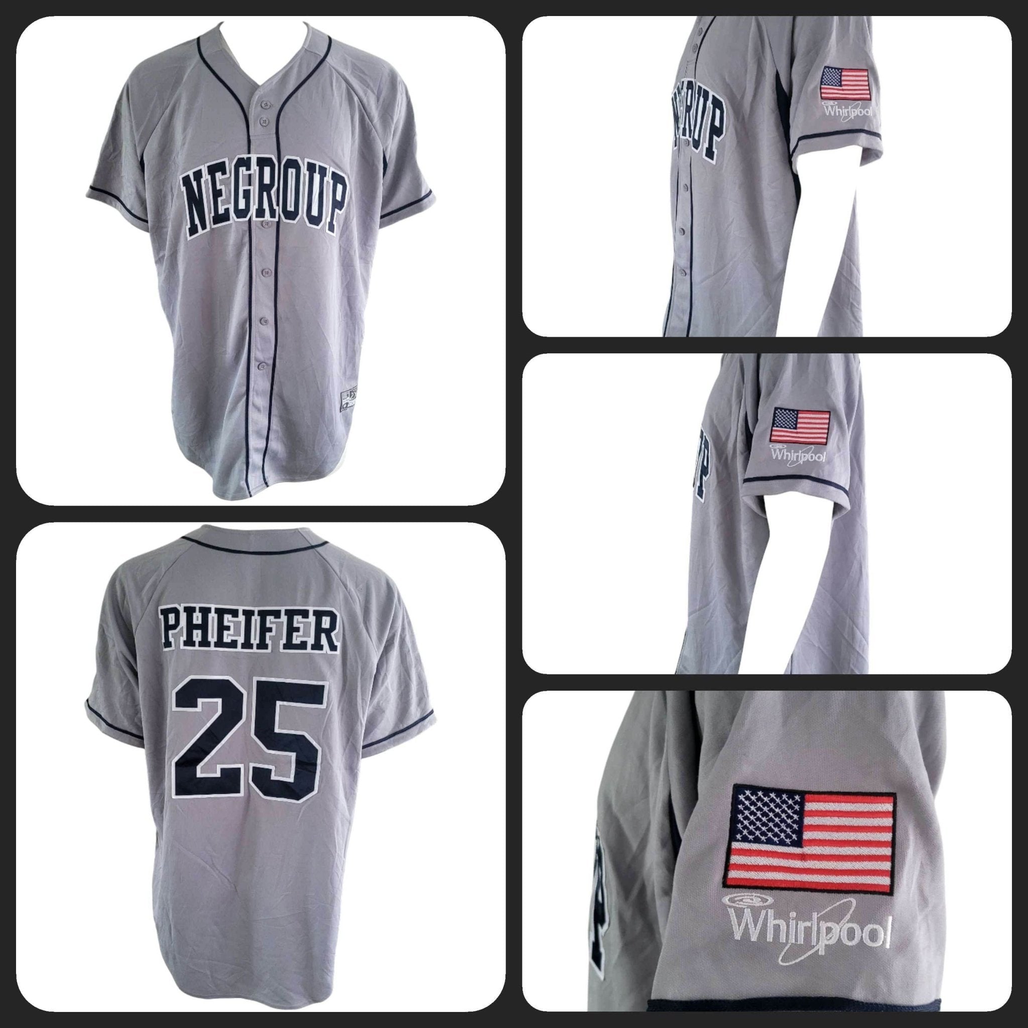 Negroup XXL Baseball Jersey by Holloway with Custom Logo, Pheifer 25 and American Flag Patch - USASTARFASHION