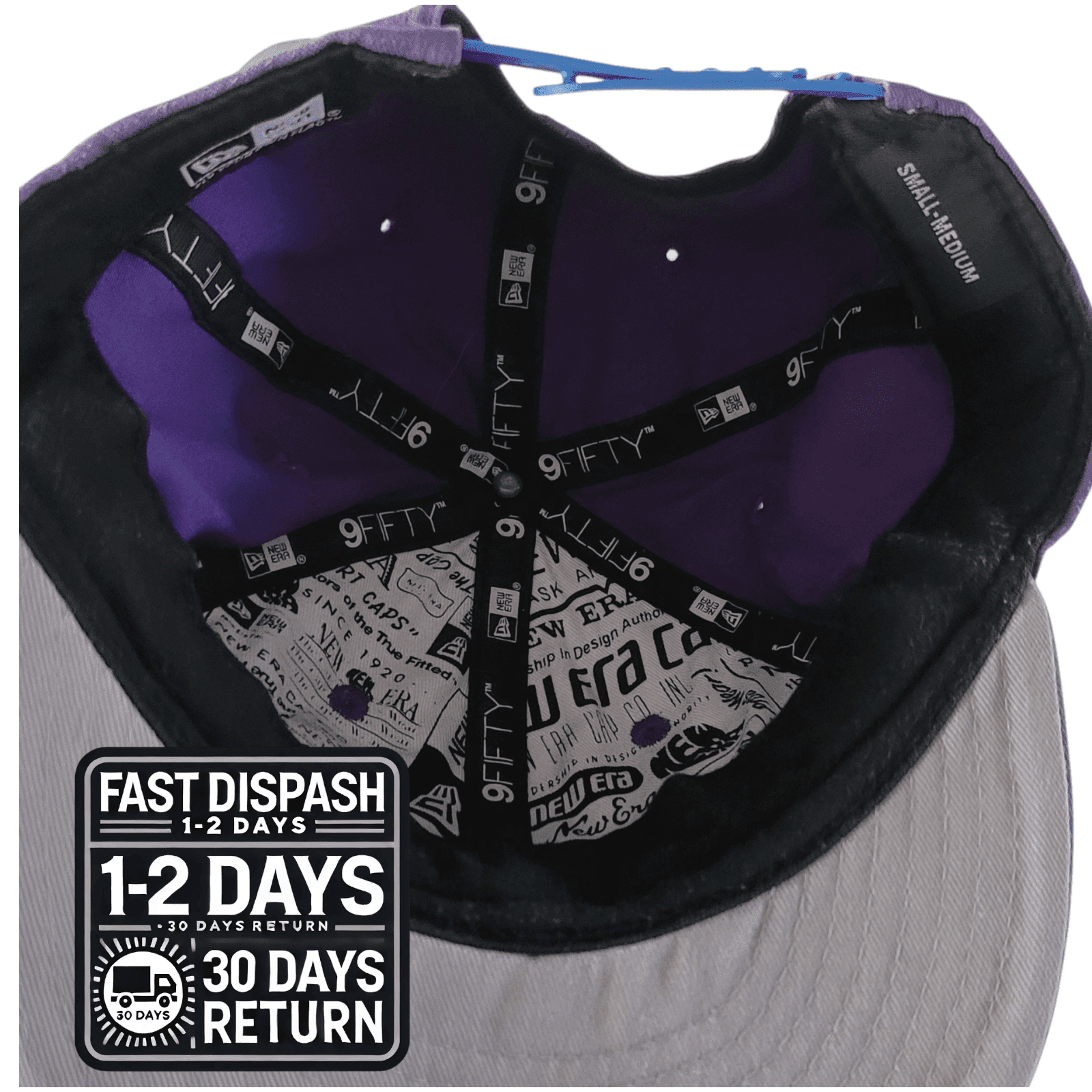 New Era 9FIFTY Cap - Purple & Blue Snapback - Size S/M - 100% Cotton - Fly Your Own Flag - USASTARFASHION
