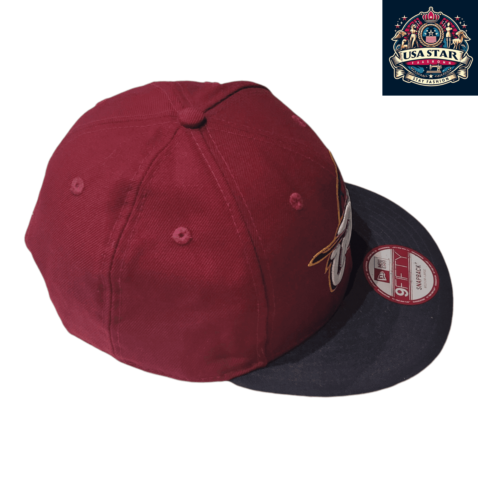 New Era Cleveland Cavaliers Hat 9FIFTY Snapback Cap Burgundy/Black Medium - Large Adjustable - USASTARFASHION