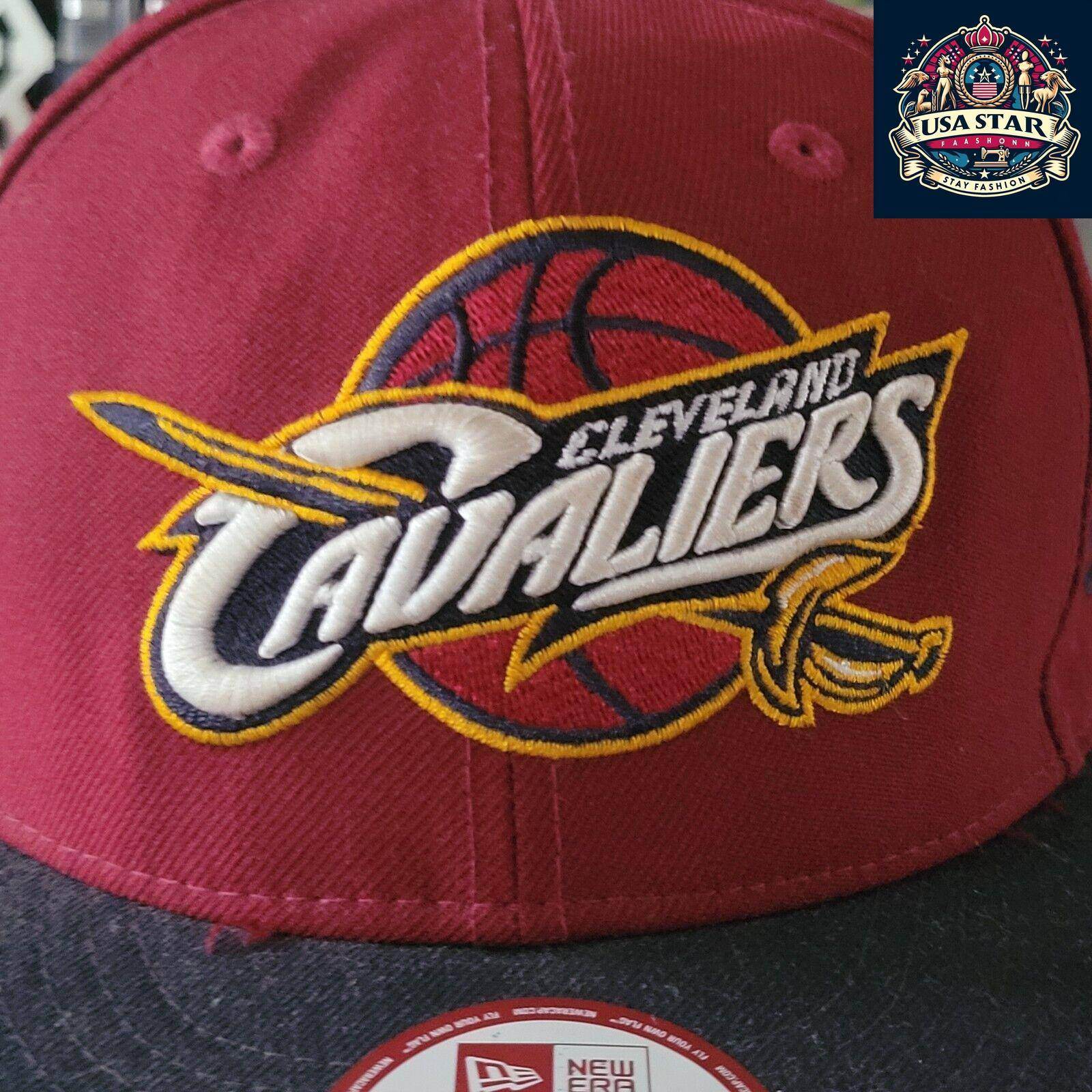 New Era Cleveland Cavaliers Hat 9FIFTY Snapback Cap Burgundy/Black Medium - Large Adjustable - USASTARFASHION