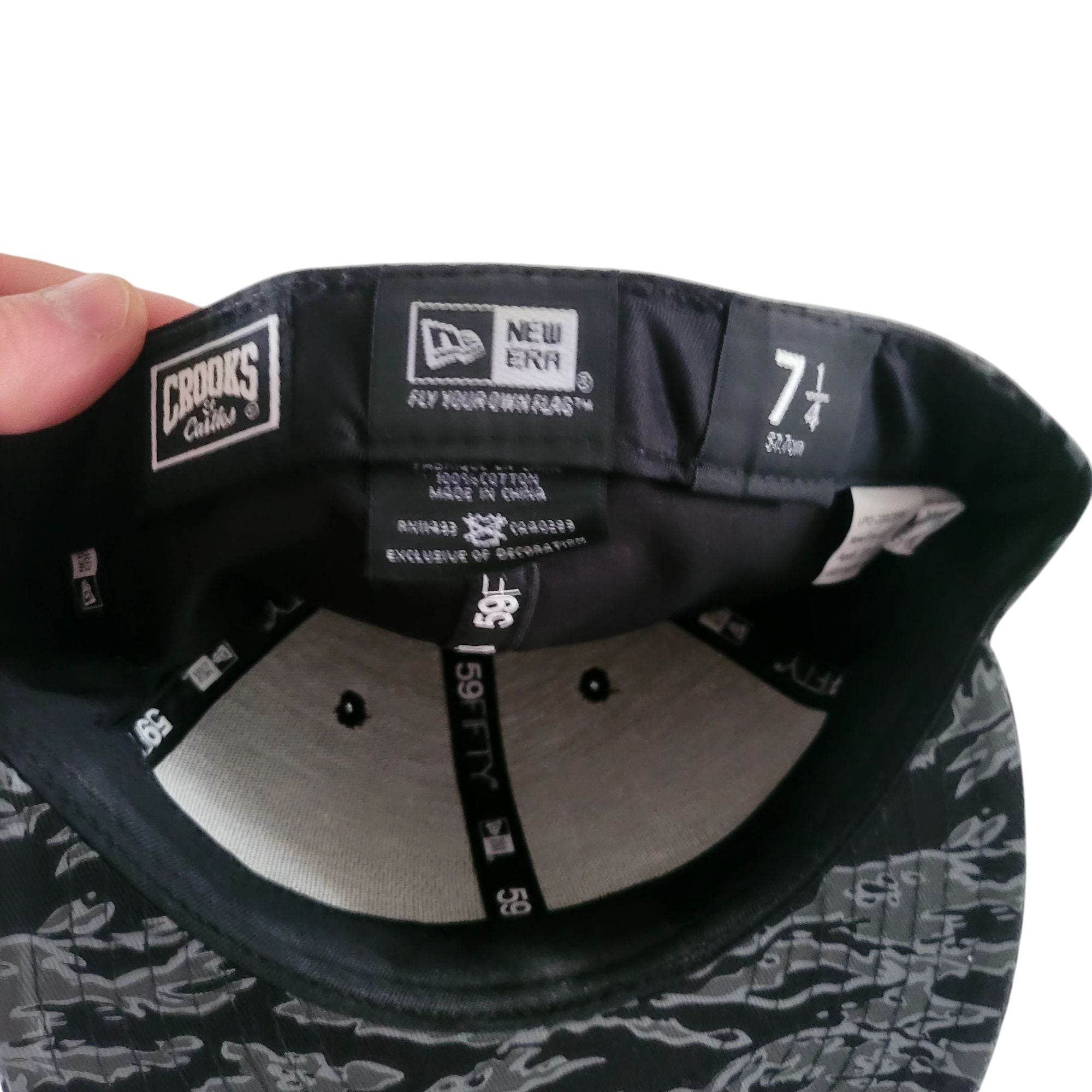 New Era x Crooks & Castles 59FIFTY Fitted Hat - Black Tiger Camo - Size 7 1/4 - USASTARFASHION