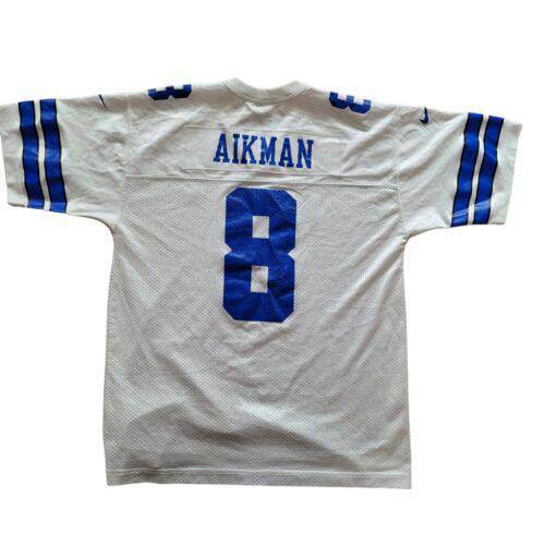 Authentic Dallas Cowboys 8 Aikman NFL White Jersey - Youth Large - USASTARFASHION