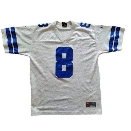Authentic Dallas Cowboys 8 Aikman NFL White Jersey - Youth Large - USASTARFASHION