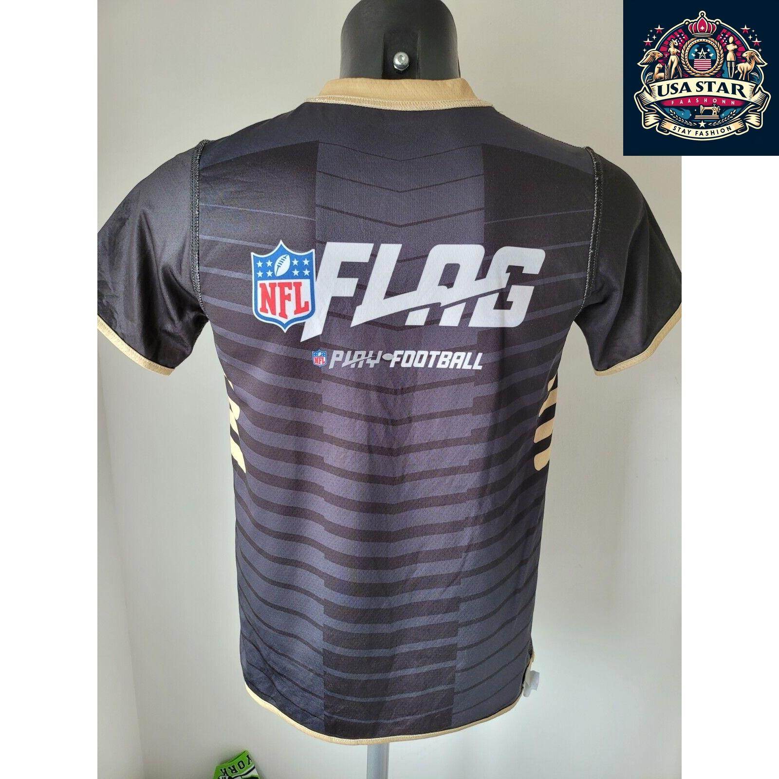 NFL New Orleans Saints Youth T-Shirt - Reversible Black Tee for 2 Stylish Looks, Size Large - USASTARFASHION