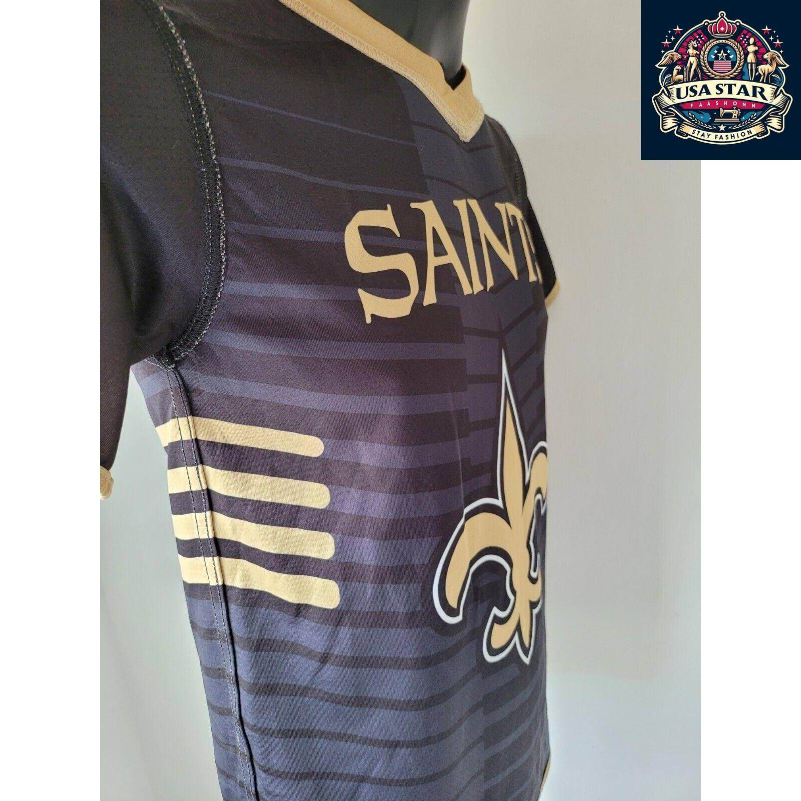 NFL New Orleans Saints Youth T-Shirt - Reversible Black Tee for 2 Stylish Looks, Size Large - USASTARFASHION