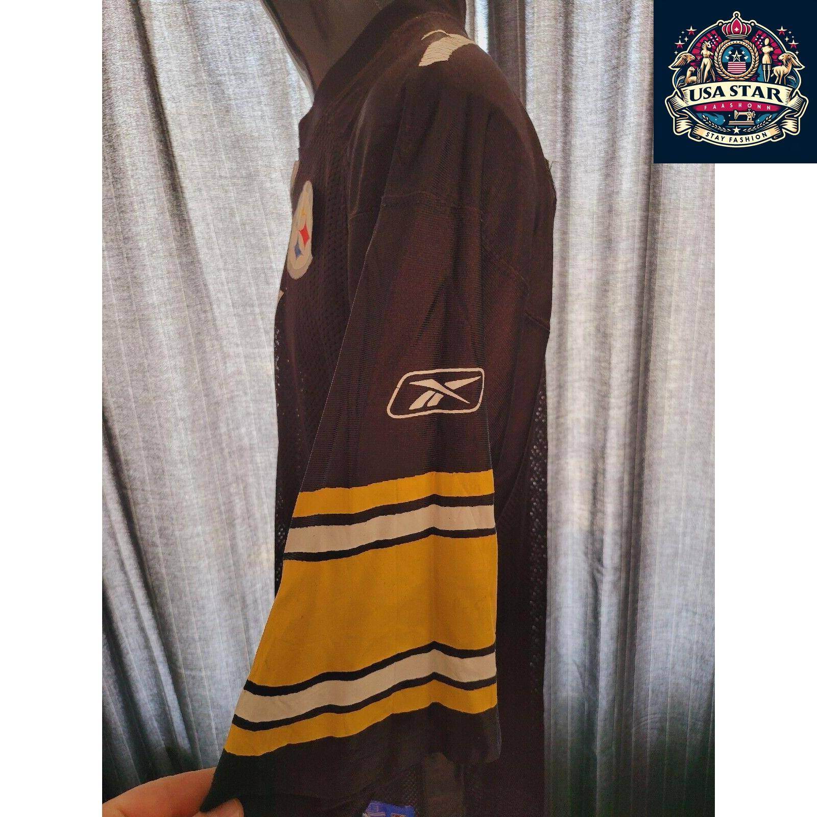 NFL Pittsburgh Steelers Reebok Jersey 7 Ben Roethlisberger Size L Black Gold Authentic Fan Gear - USASTARFASHION
