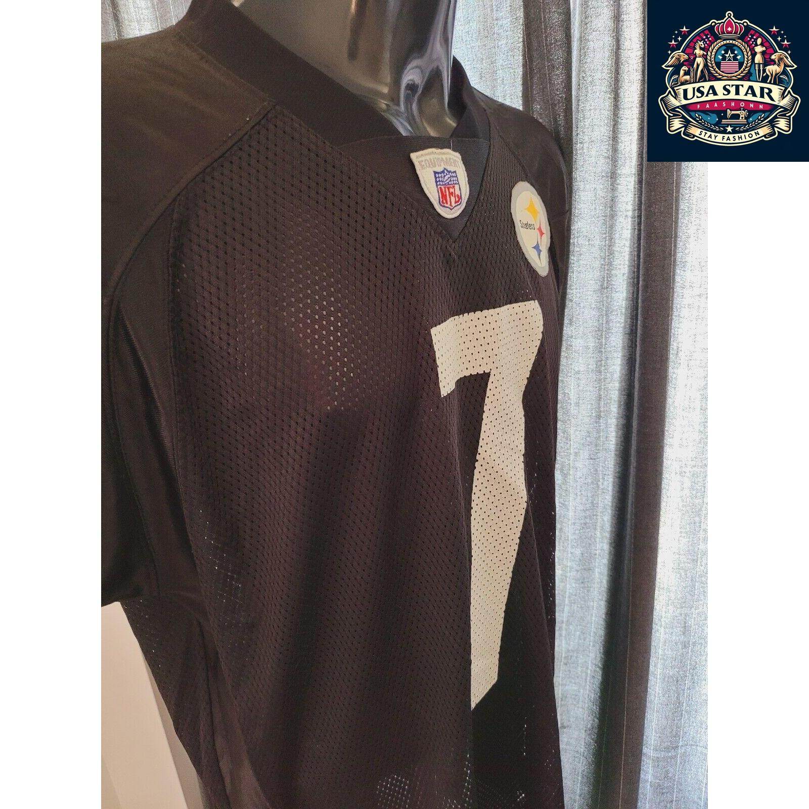 NFL Pittsburgh Steelers Reebok Jersey 7 Ben Roethlisberger Size L Black Gold Authentic Fan Gear - USASTARFASHION