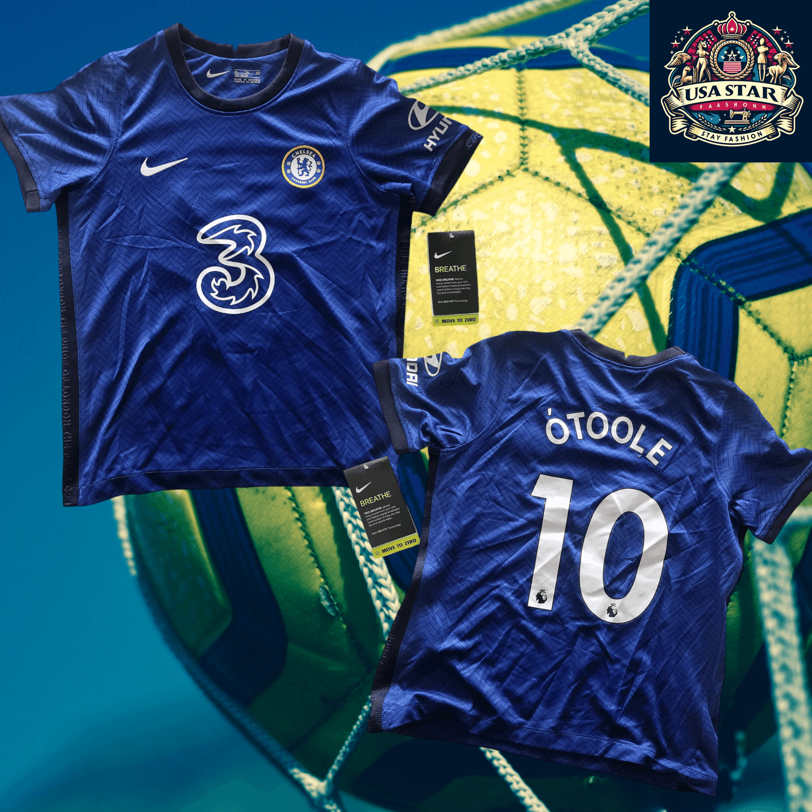 Nike Chelsea Youth Jersey O'Toole 10 Size XL (122 - 128cm) Breathable Fabric, Free Shipping - USASTARFASHION