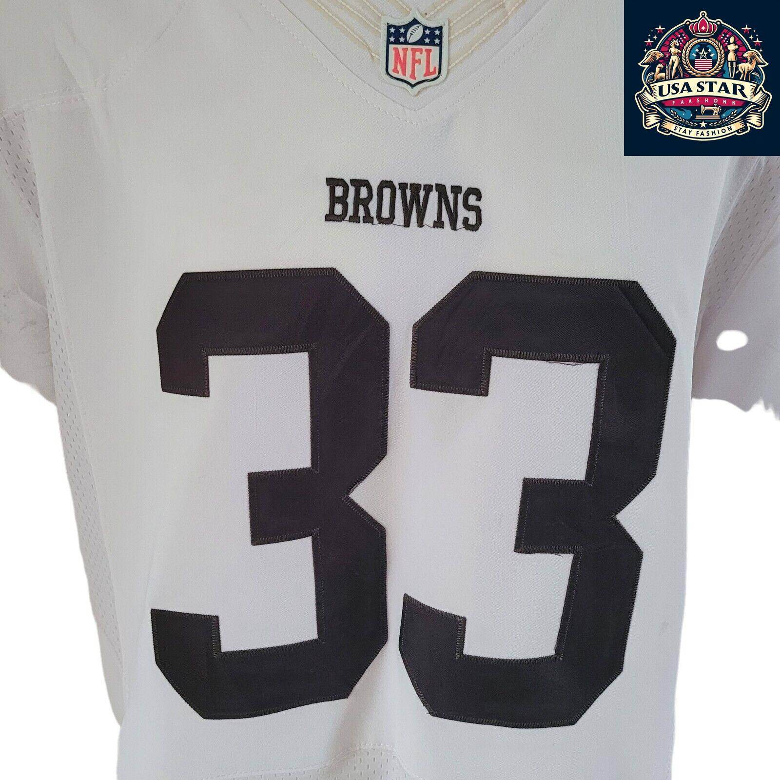 Nike Cleveland Browns Jersey - Men's L White Richardson 33 Short Sleeve - Team Logo & Comfort - USASTARFASHION