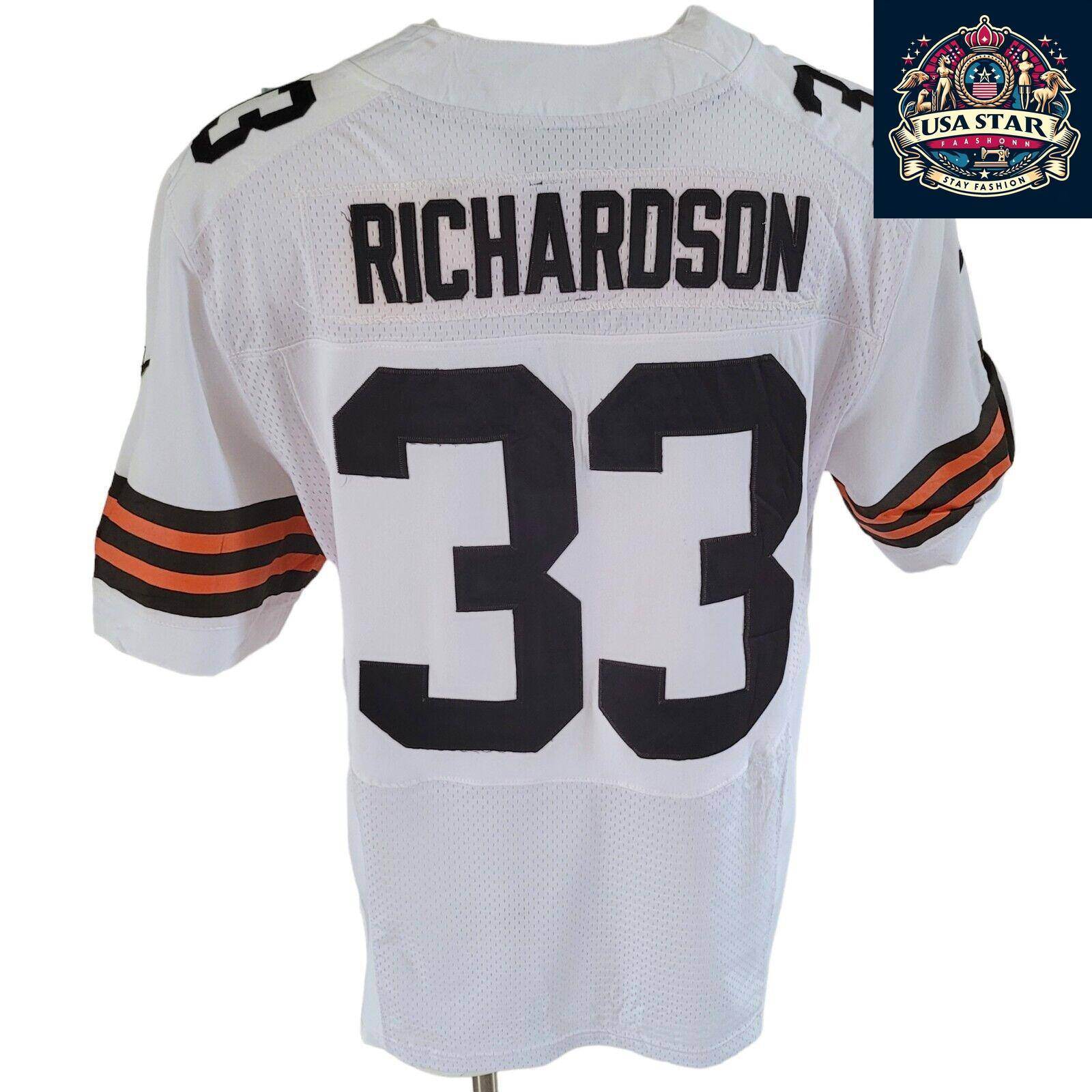 Nike Cleveland Browns Jersey - Men's L White Richardson 33 Short Sleeve - Team Logo & Comfort - USASTARFASHION