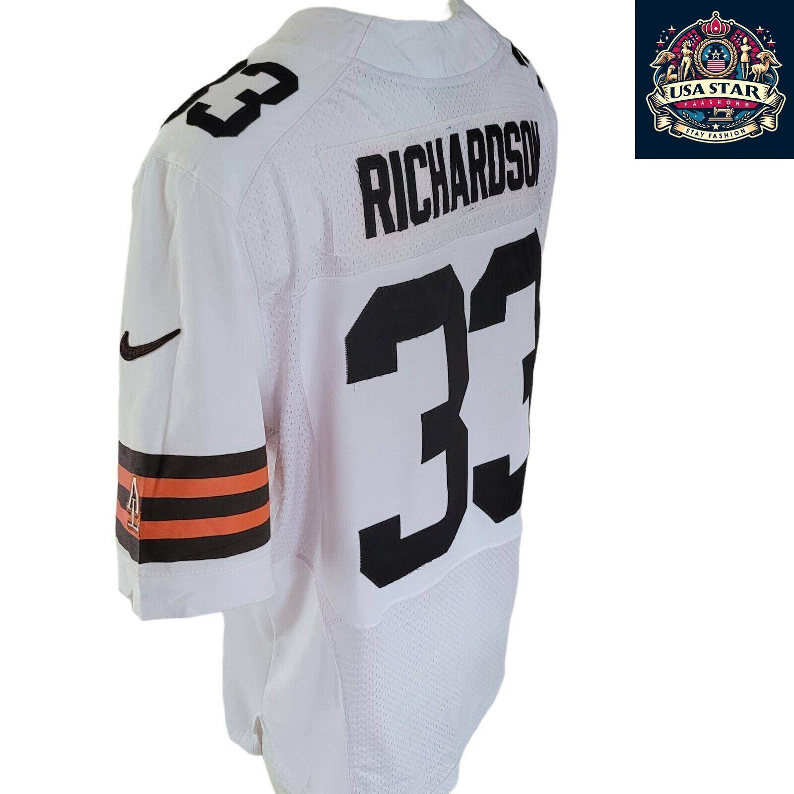 Nike Cleveland Browns Jersey - Men's L White Richardson 33 Short Sleeve - Team Logo & Comfort - USASTARFASHION