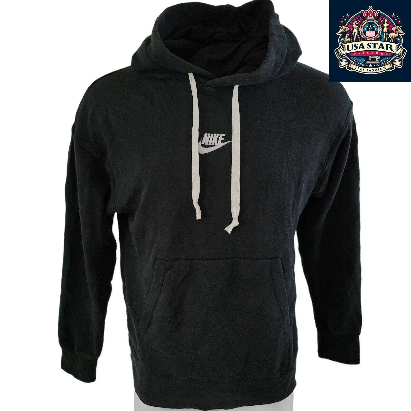 Nike Pullover Hoodie for Men, Medium Black - Comfortable, Durable, Adjustable Hood, Front Pocket - USASTARFASHION