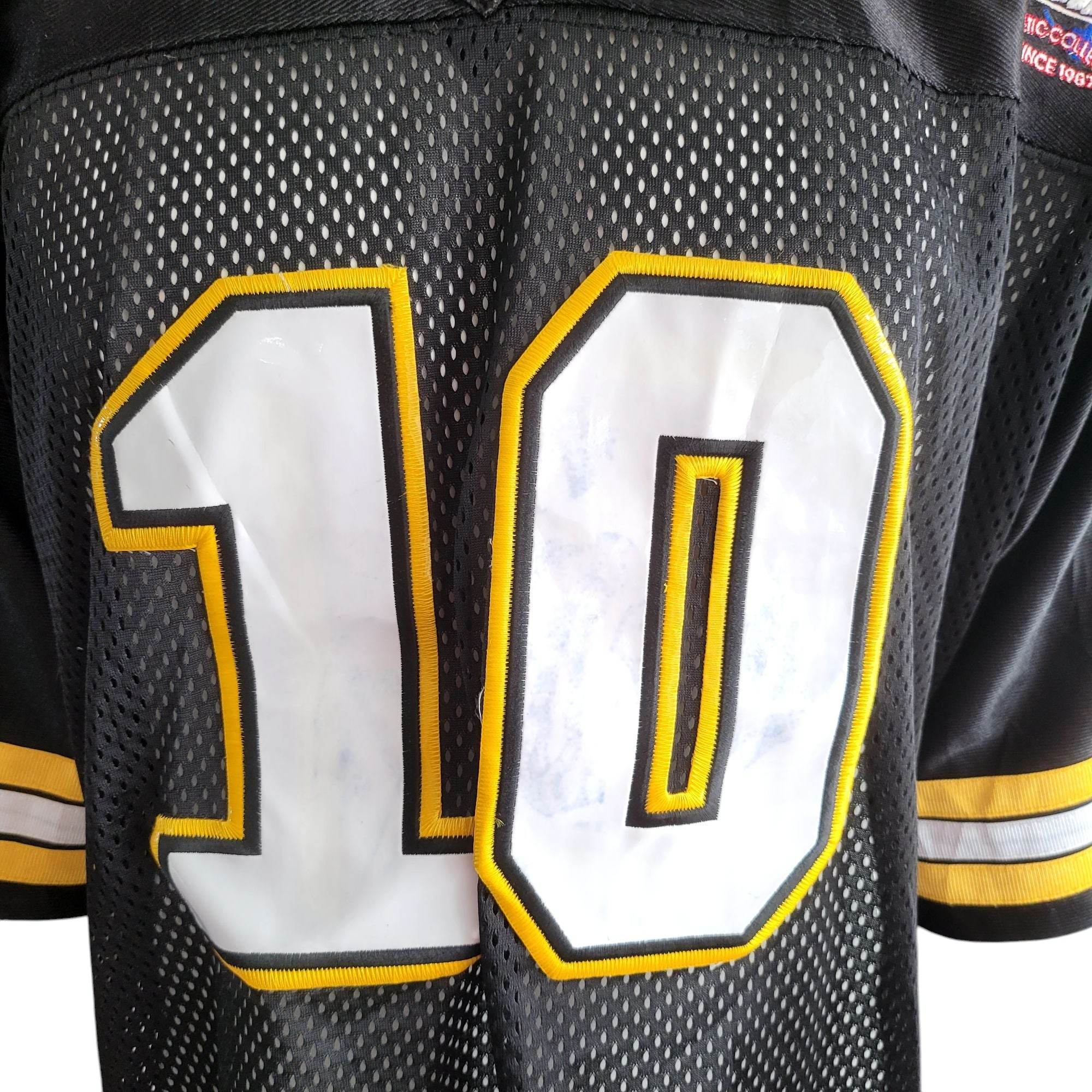 212 NYC Y2K Football Jersey 10 – Black & Gold – Patent Leather Numbers – VTG - USASTARFASHION