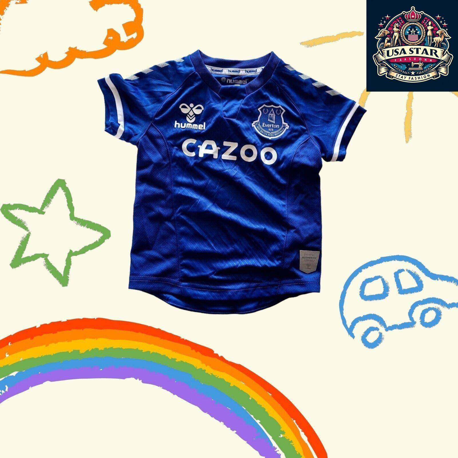 Official Hummel Everton FC Baby T-Shirt 12 - 18 Months Benjamen 1, Blue with White Accents - USASTARFASHION