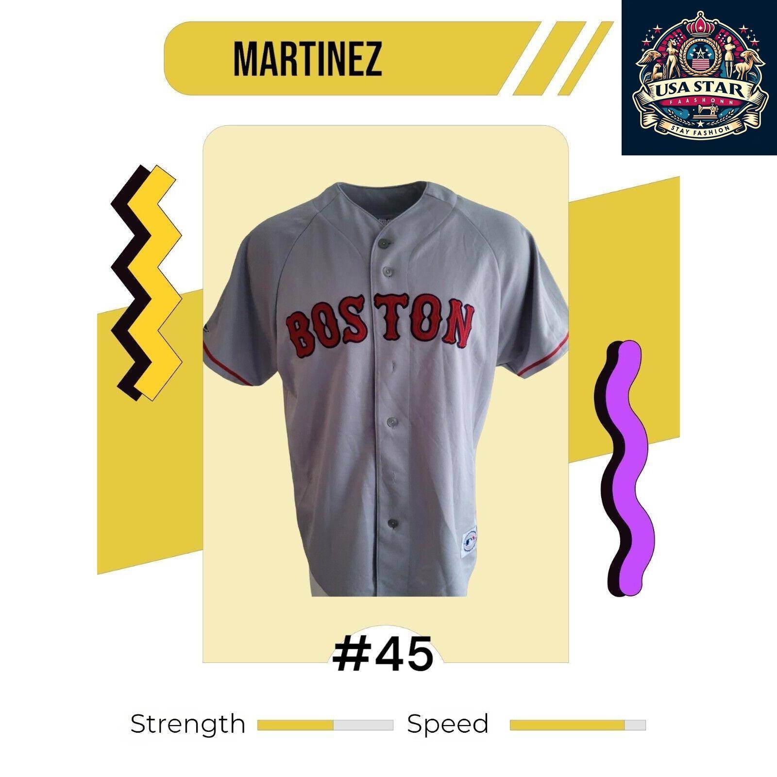 Pedro Martínez 45 Boston Red Sox Jersey XL - Majestic Authentic Vintage Baseball Shirt - USASTARFASHION