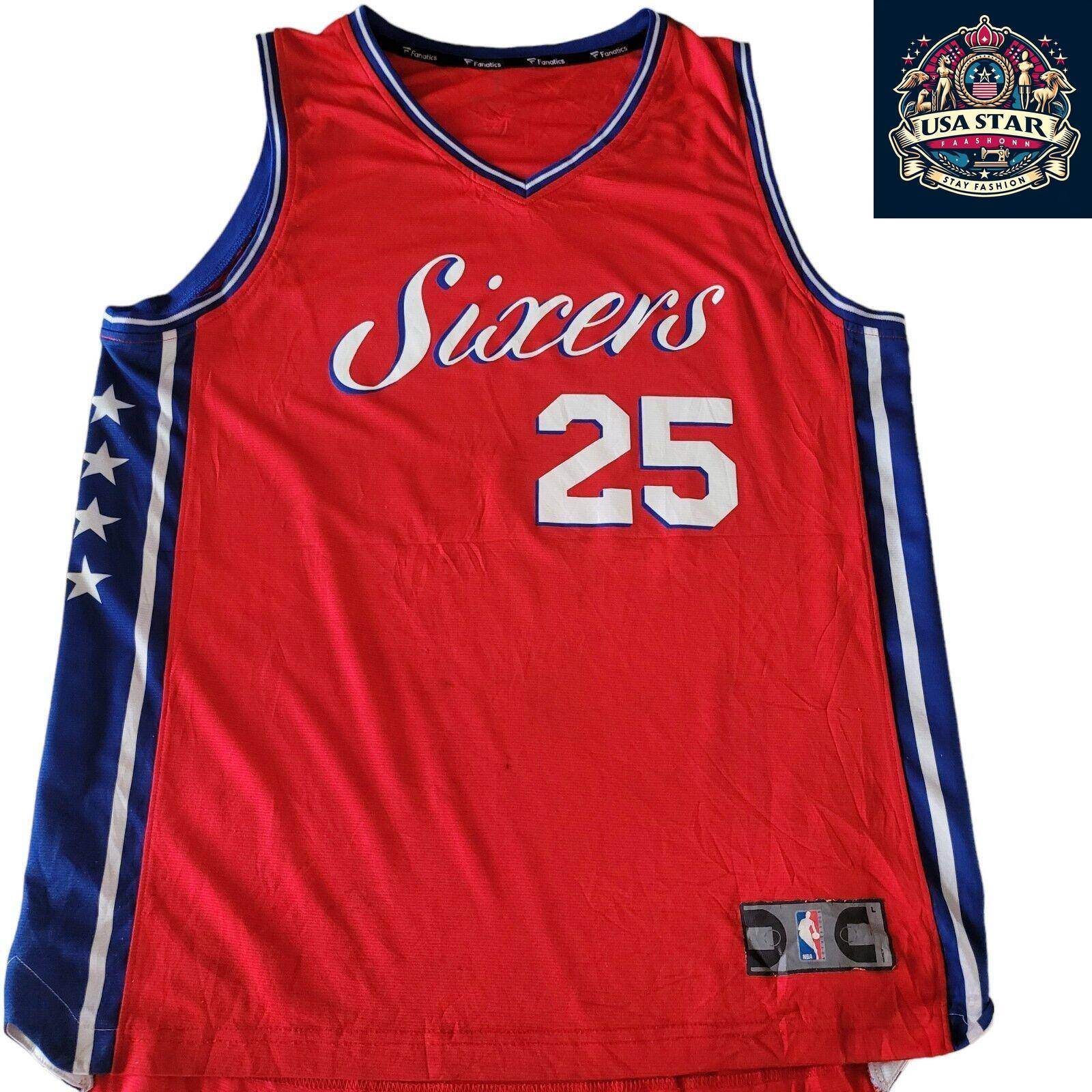 Philadelphia Sixers Ben Simmons 25 Fanatics NBA Basketball Jersey Size L - Authentic Team Wear - USASTARFASHION